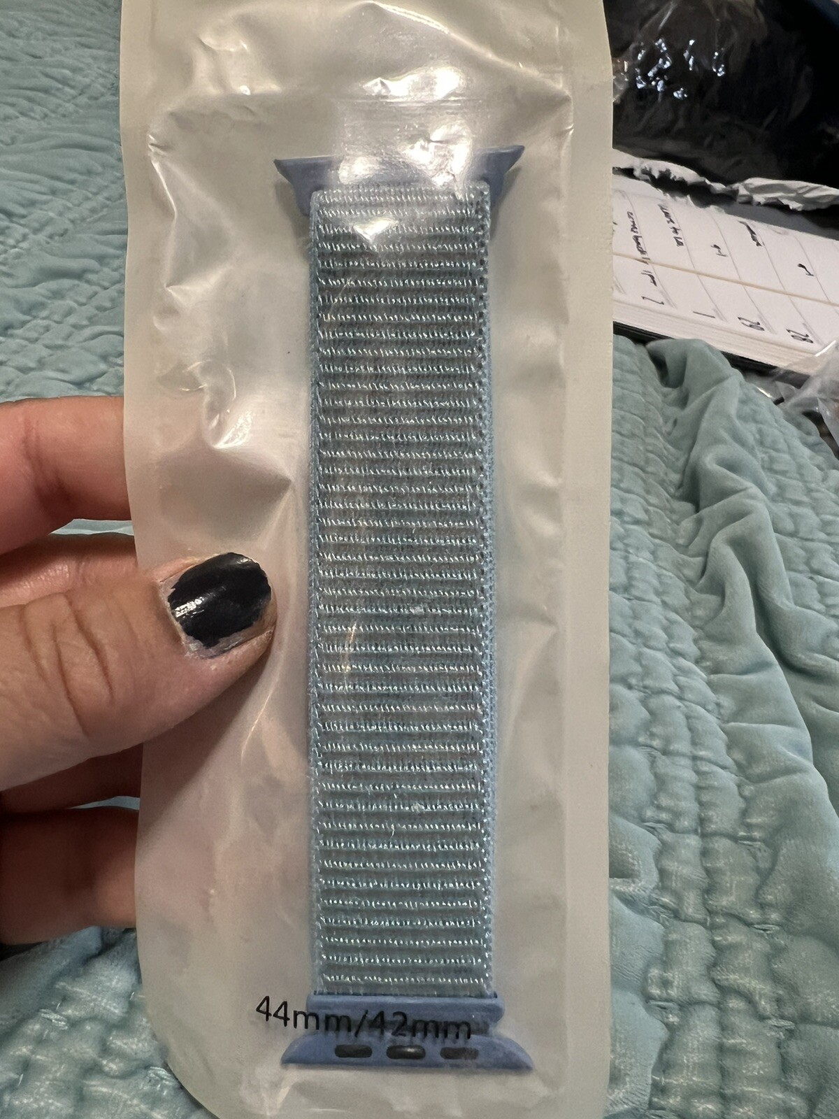 Light Blue Cloth Nylon Stretch Apple Iwatch Band 42-44mm