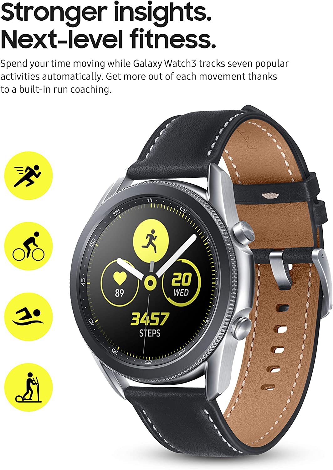 Samsung Galaxy Watch3 SM-R840 45mm Mystic Silver Stainless Steel Case with Black