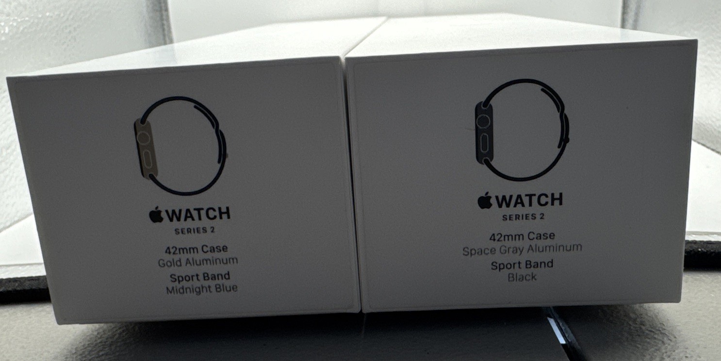 2 Apple Watch Series 2 – Space Gray Aluminum Case – Both 42mm Gold Aluminum