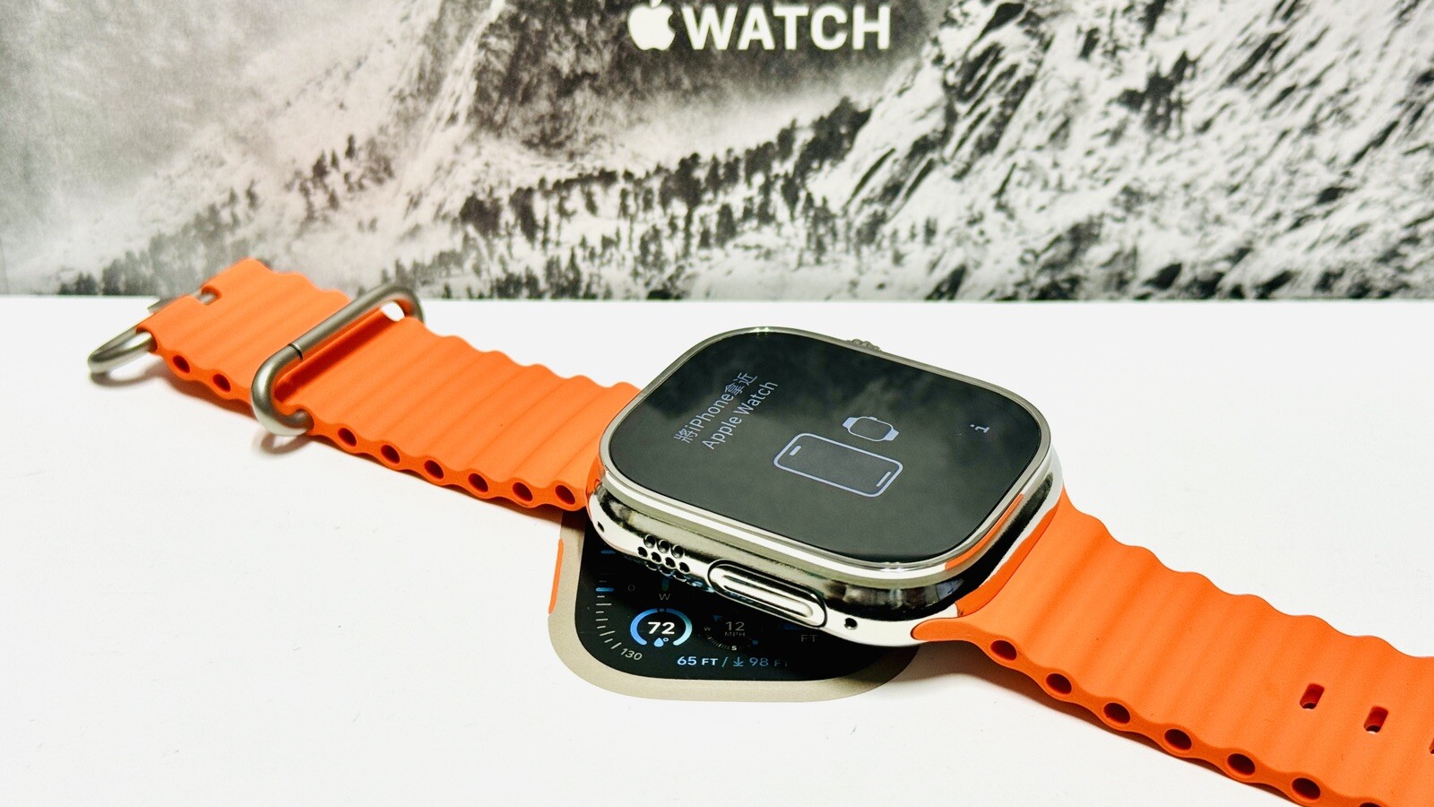 Apple Watch ULTRA 2 49mm Titanium Custom Diamond Polished Orange Ocean Band
