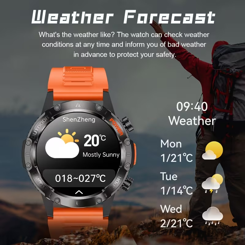 Smart Watch Military Tactical Men Sport Heart Rate Fitness Tracker Wristwatch