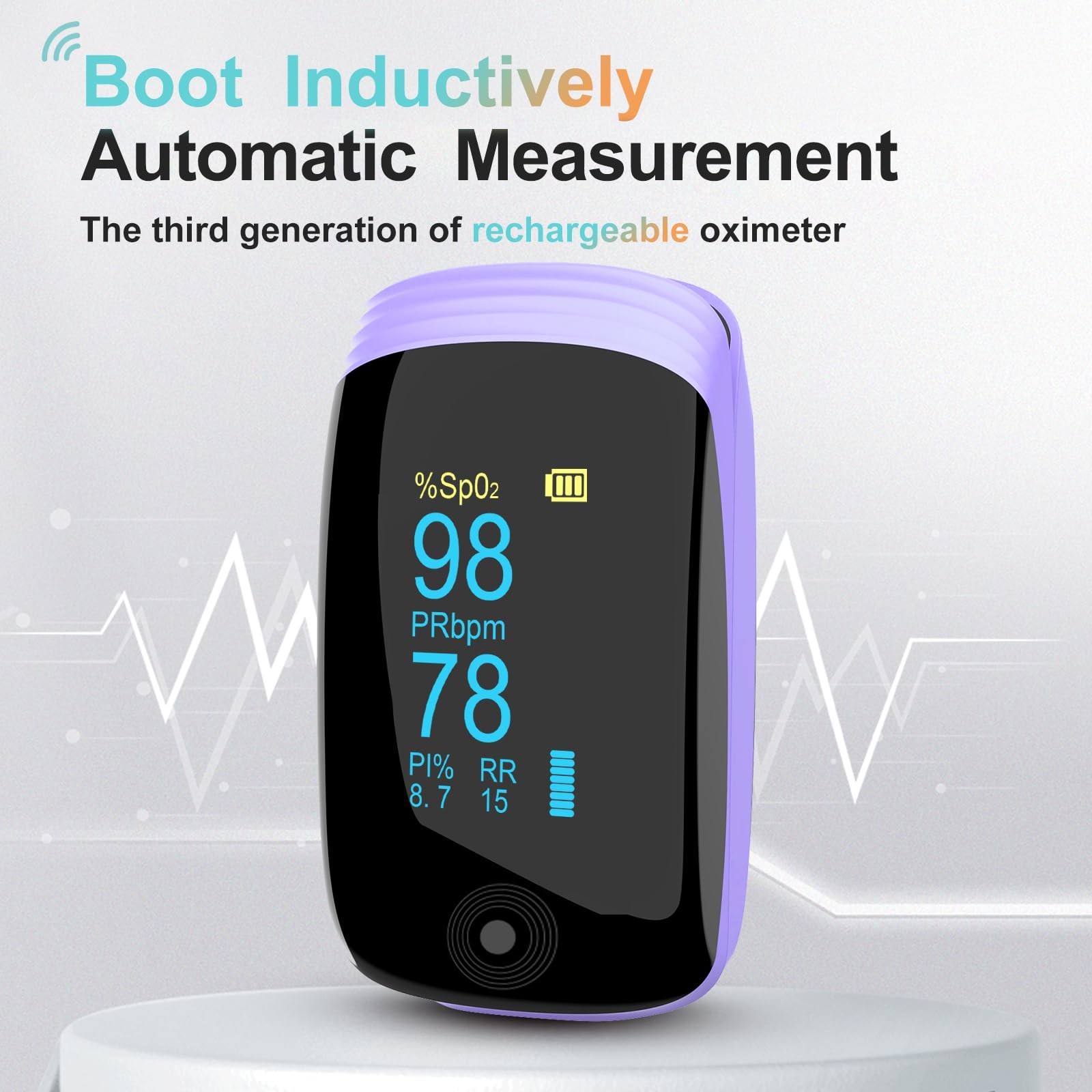 Pulse Oximeter with Respiration Rate, SpO2, PR & PI, Rechargeable Finger Oxyg…