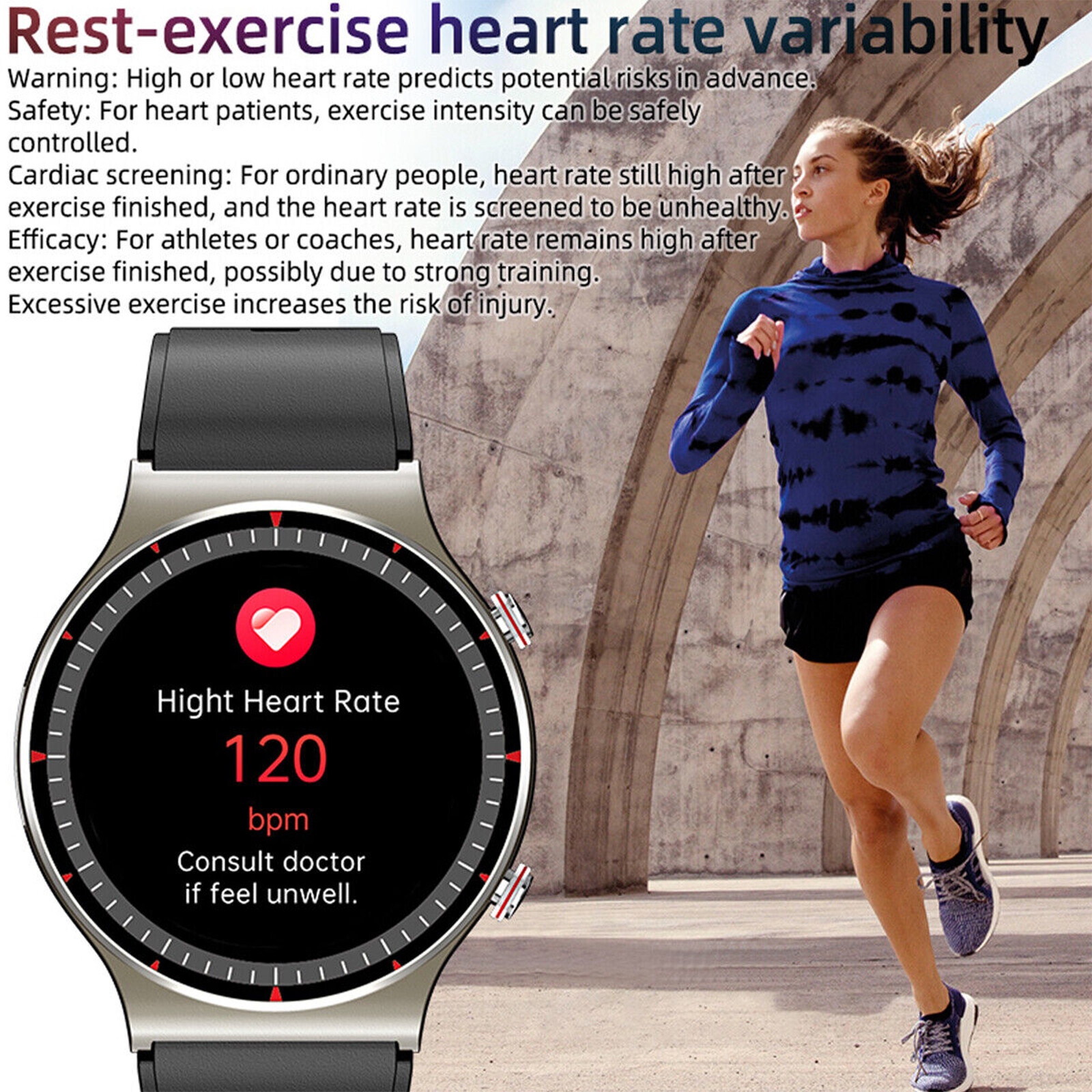 Smart Watch ECG Heart Rate Blood Oxygen Sleep Health Monitor Activity Tracker 1x