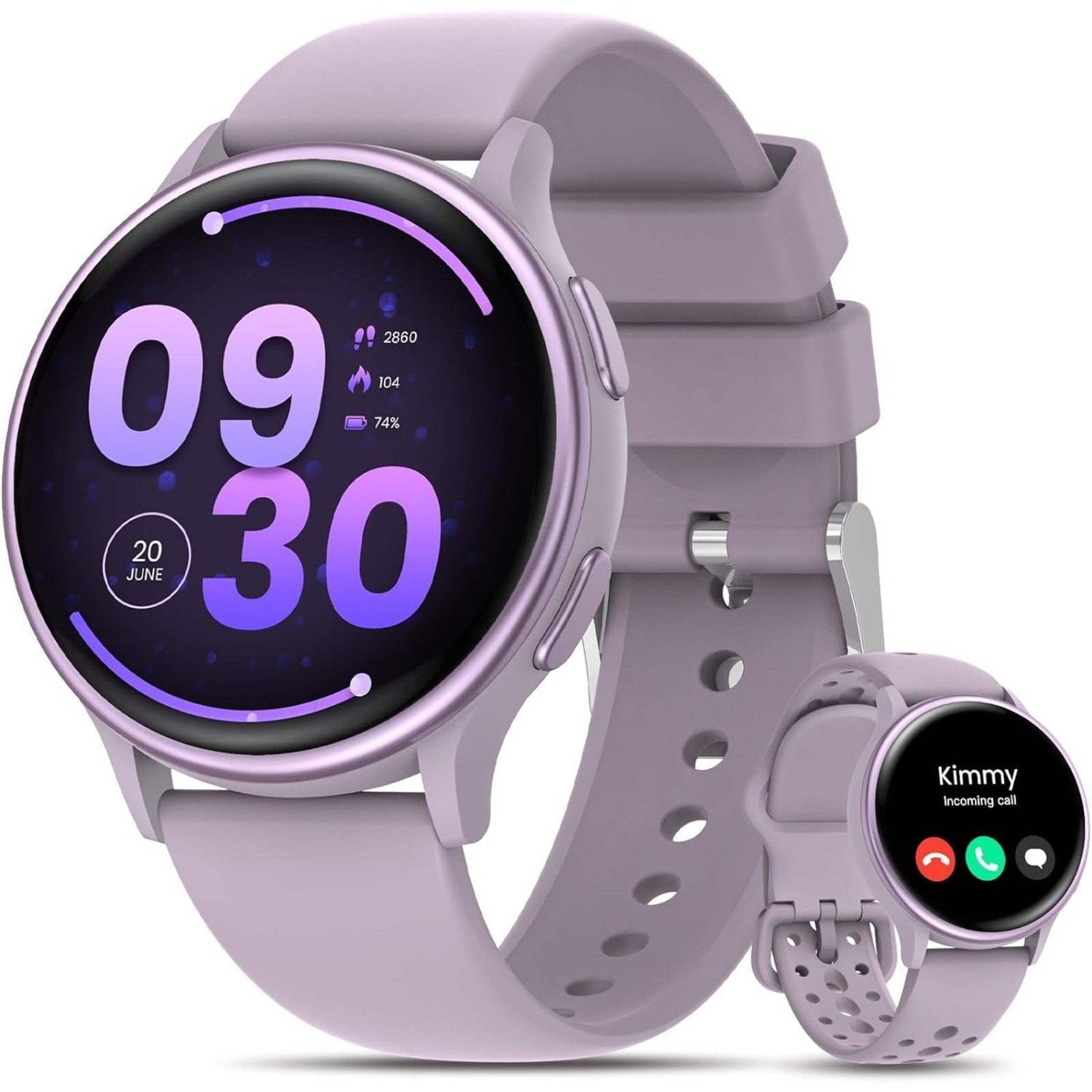 Smart Watch for iPhone/Android,1.27” AMOLED Screen Fitness Tracker – Purple