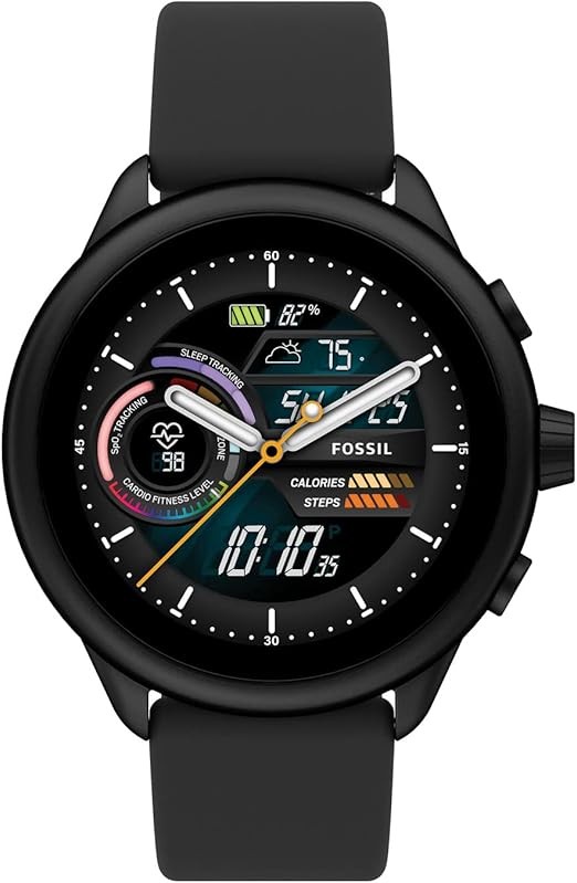 Fossil Gen 6 Wellness Edition 44mm Touchscreen Silicone Black Smartwatch FTW4069