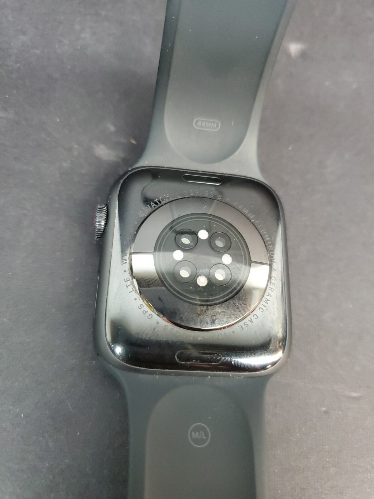 Apple Watch Series 6 44mm Space Gray Aluminum Case Black Sport Band LTE AS IS