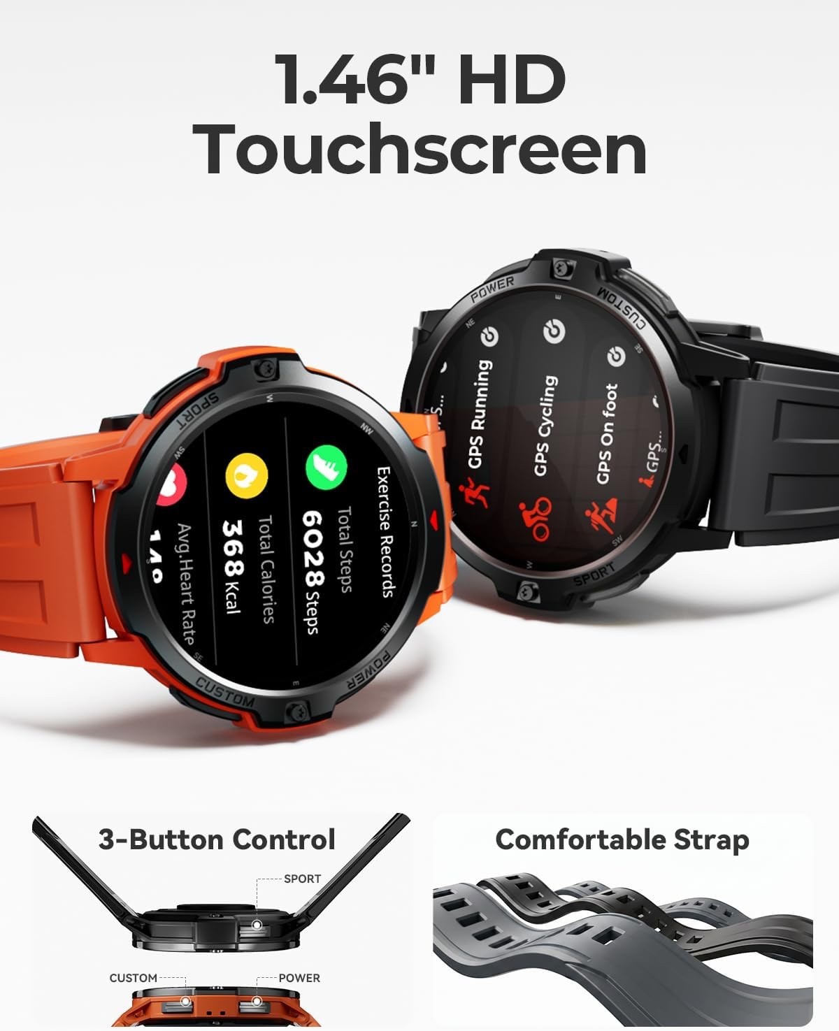Fit Pro GPS Sports Smartwatch with Full-Cycle Training System, Heart Rate SpO2