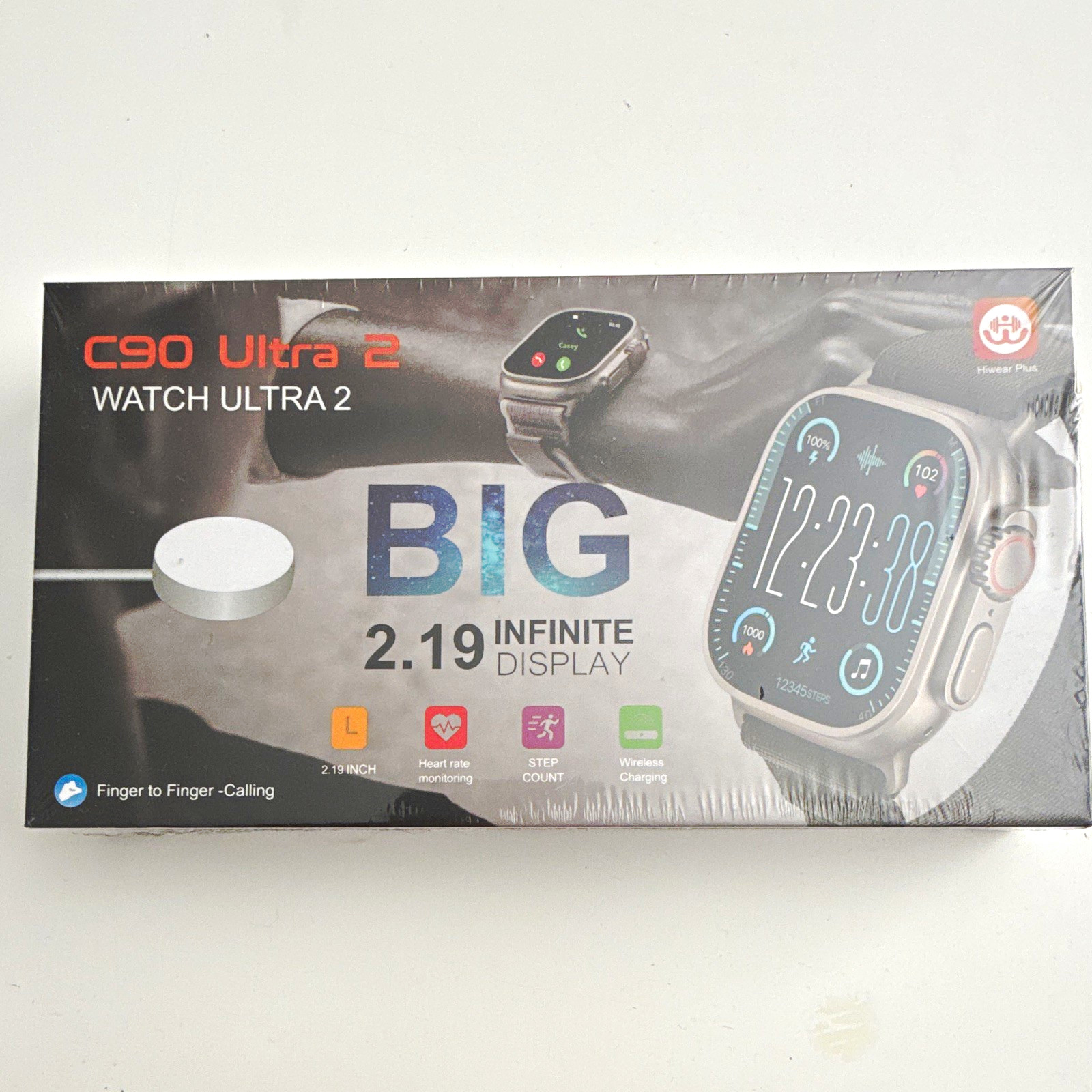 C90 Ultra 2 49mm Smart Watch Metallic Case Gray Sport Band Heart Rate, Qi