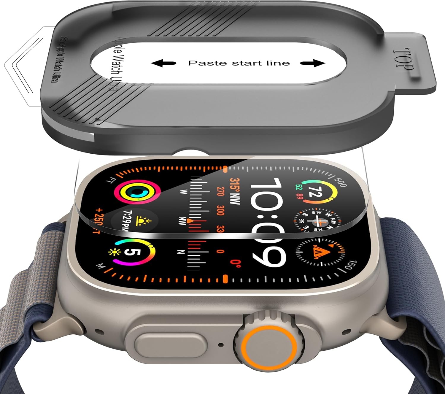 Tempered Glass Screen Protector 2-Pack for 49mm Apple Watch Ultra, 9H Hardness