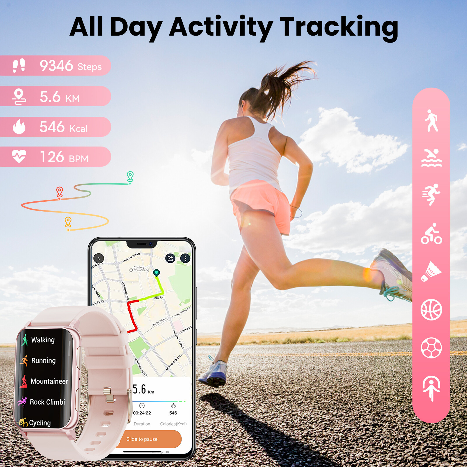 1.57″ Smart Watch(Answer/Make Call)Sleep Monitor Fitness Tracker for Android iOS