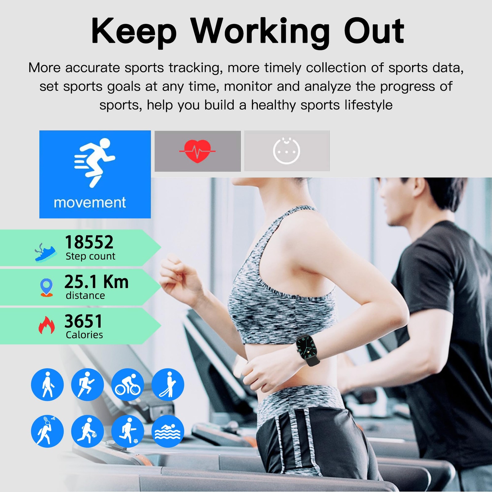 (Answer/Make ), 1.85″ for Android Phones and iPhone with Heart Rate,Sleep Mon…