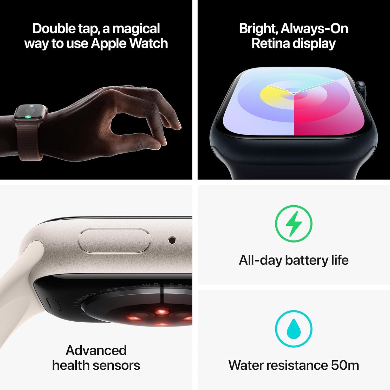 Apple Watch Series 9 41mm MR8T3LW/A GPS Starlight Aluminum Sport Band Excellent