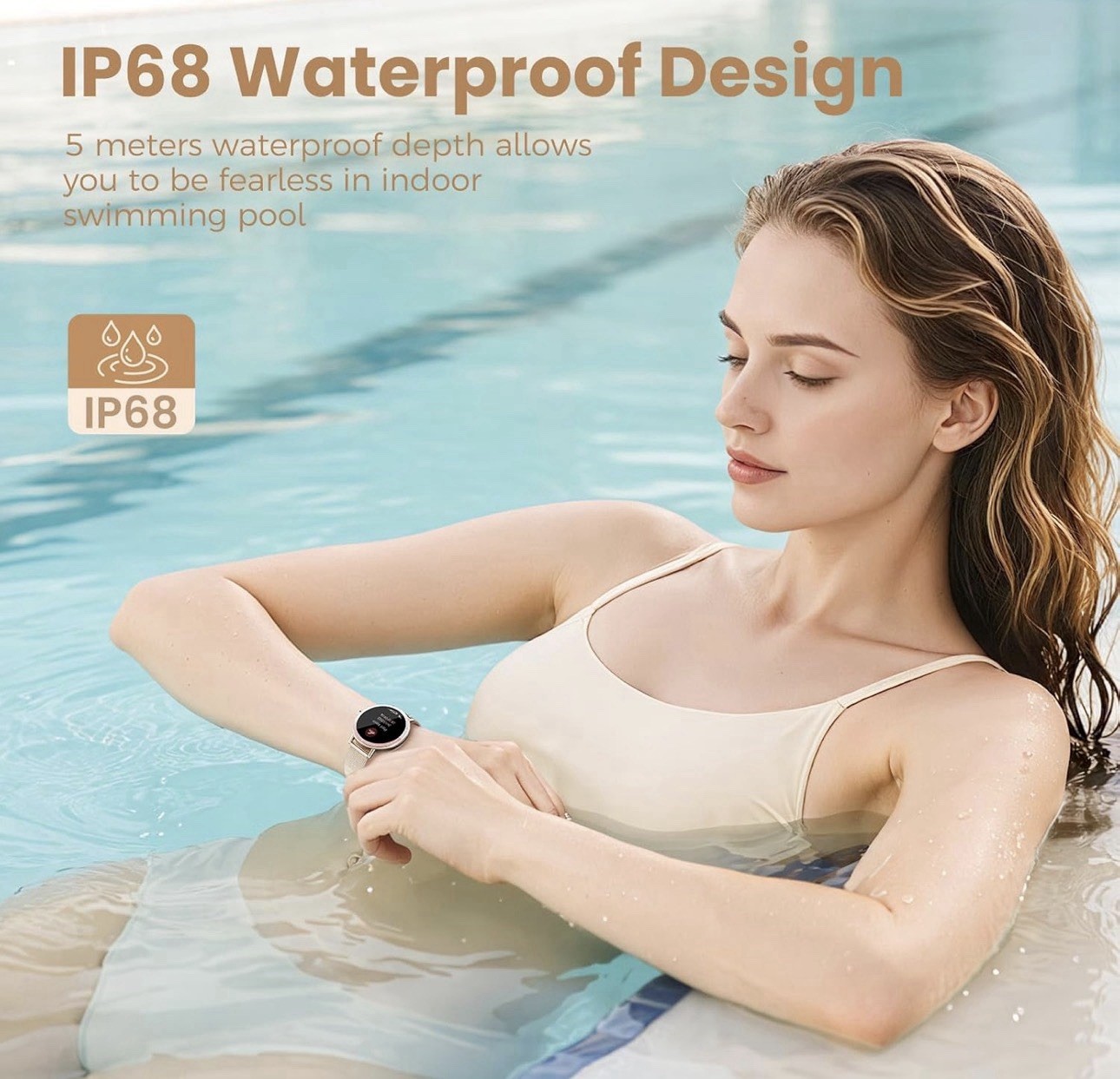 Smart Watches for Women Android/iPhone, IP68 Waterproof Fitness Tracker Pink