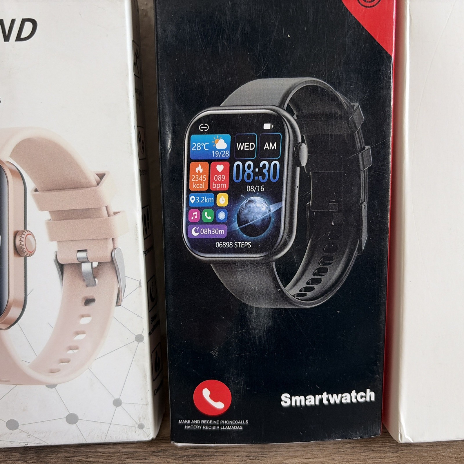 Smart Watch Men/Women, Waterproof Smartwatch 2 Pink 1 Black 1 Gold