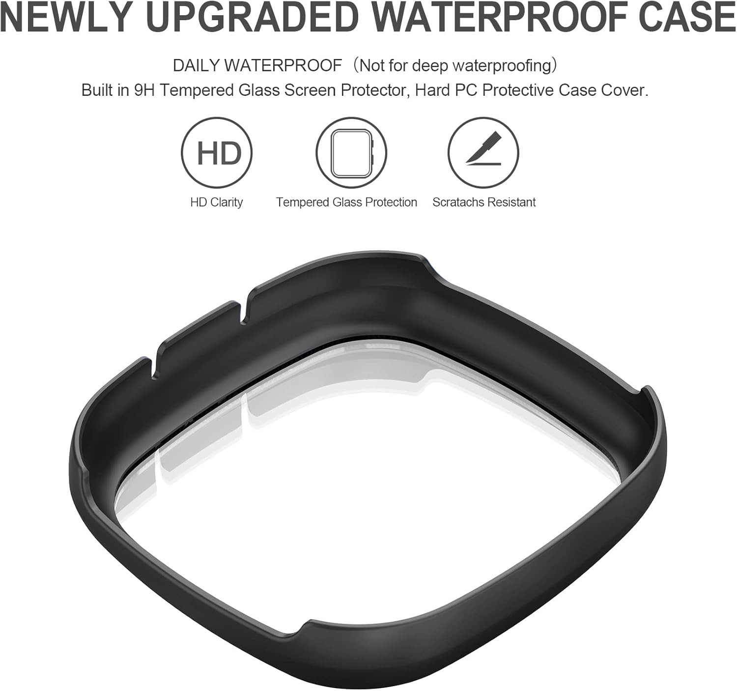 3 Pack HD Tempered Glass Screen Protector for Fitbit Sense/Versa 3 Bumper Cover