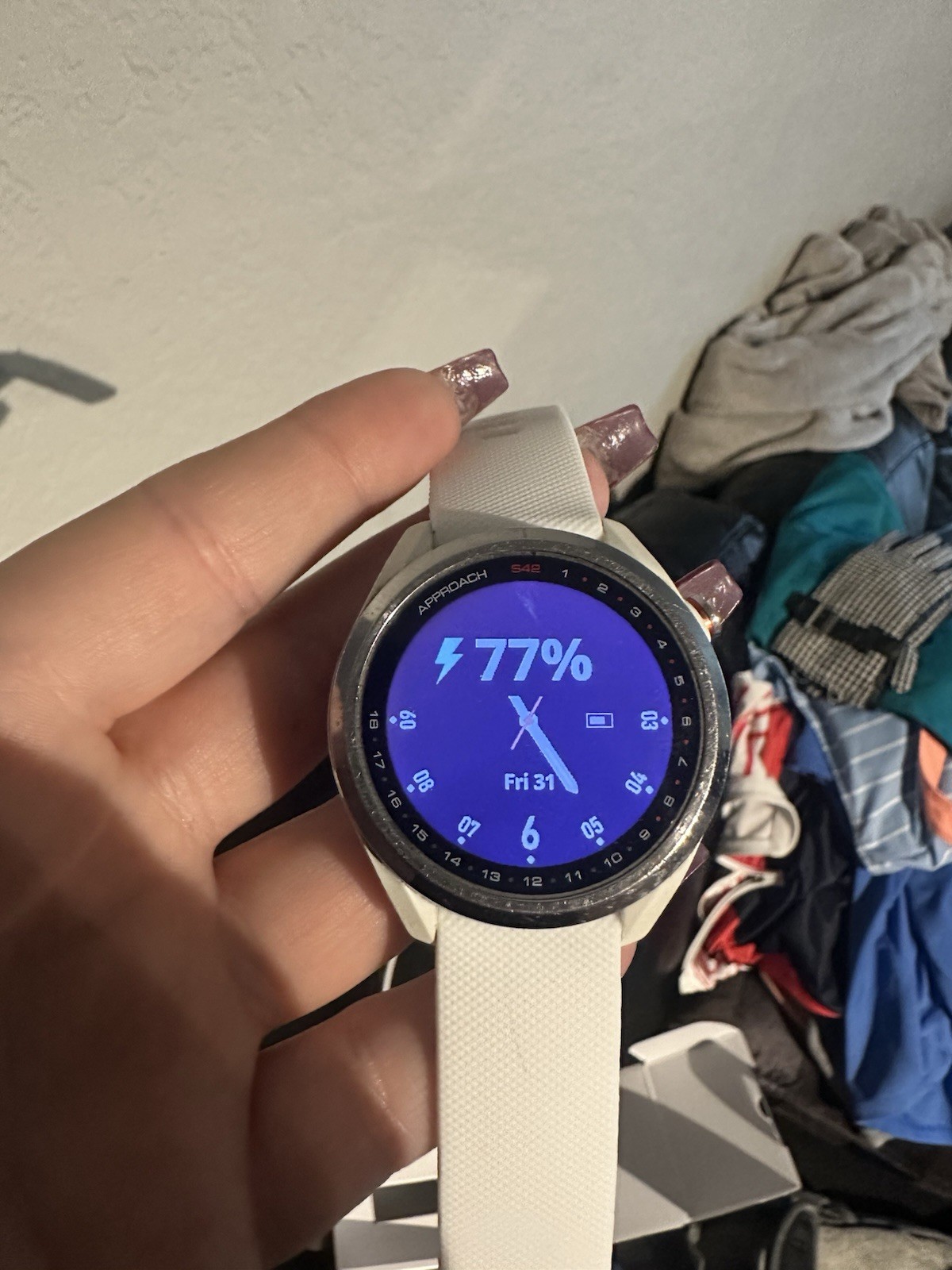 Garmin Approach S42 GPS Golf Smartwatch 42mm White Silicone Band Bluetooth