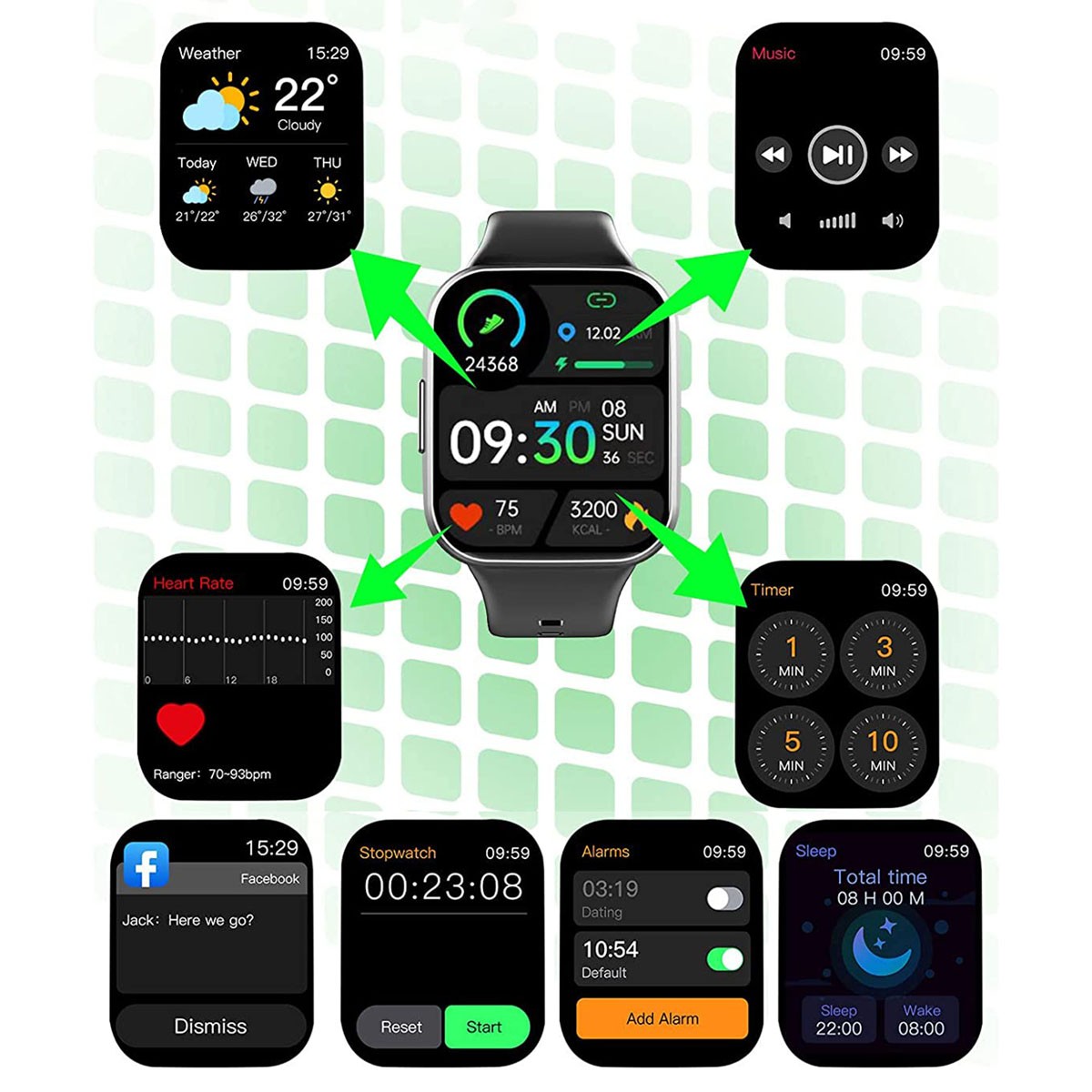 Fitness Tracker with 25 Sports Modes 7-Day Battery Magnetic Charging Smartwatch