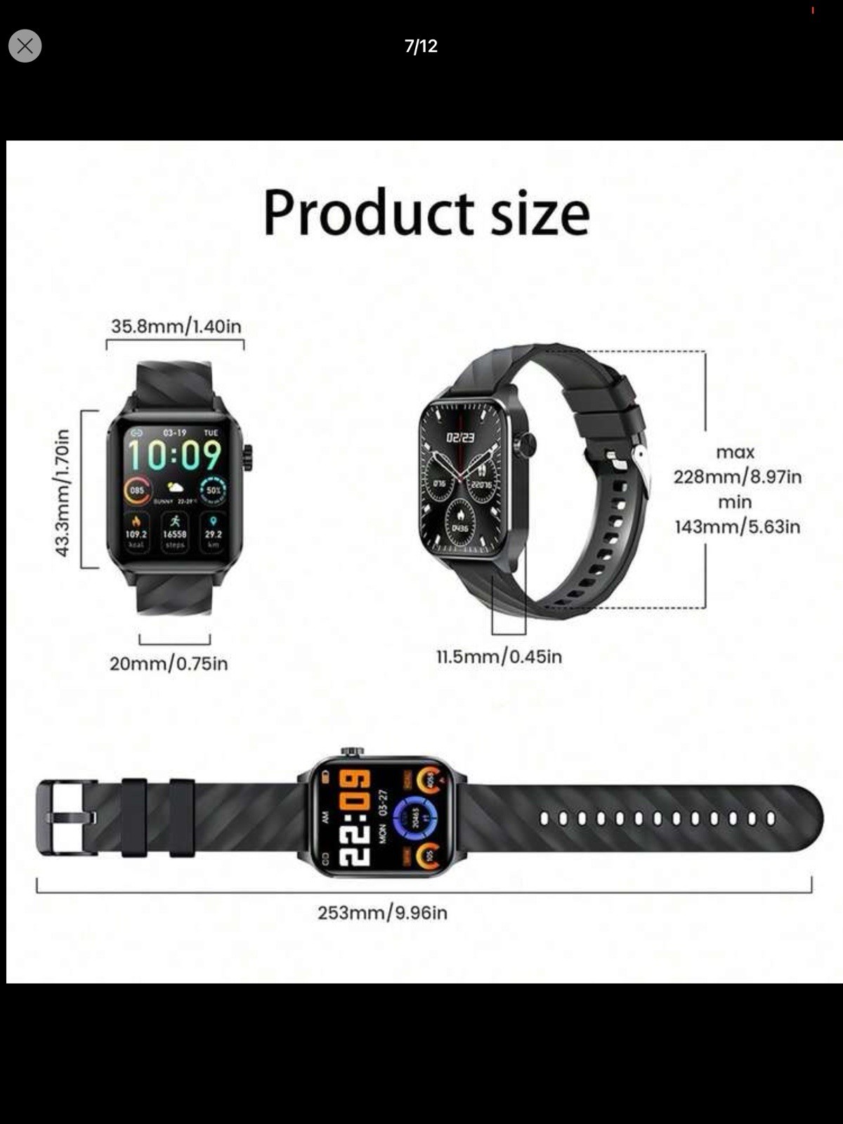 LIGE V22 Smart Watch Wireless Call, Voice Assistant, 100+ Sports Modes, Black/G…