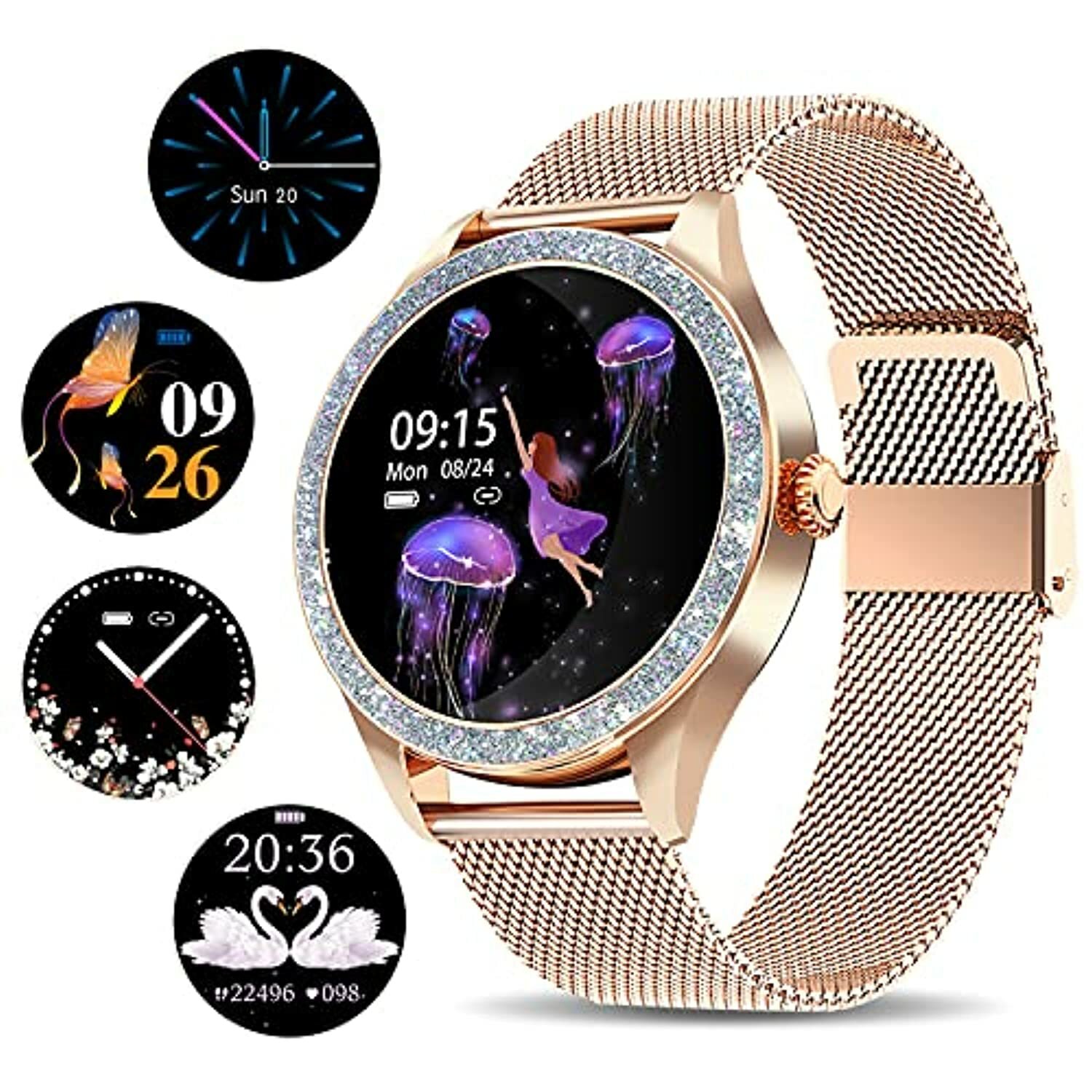Women’s Smart Watch, ANYTEC Bluetooth Fitness Tracking Smartwatch Compatible