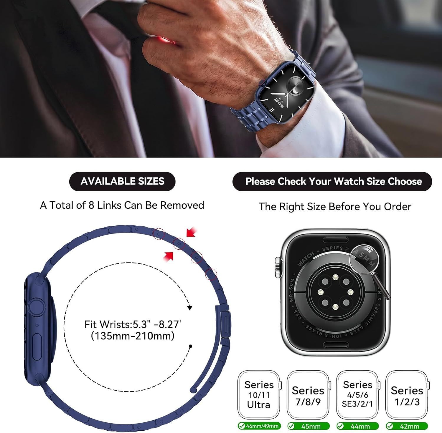 Metal Strap Compatible with Apple Watch Ultra 49mm 46mm 45mm 44mm 42mm