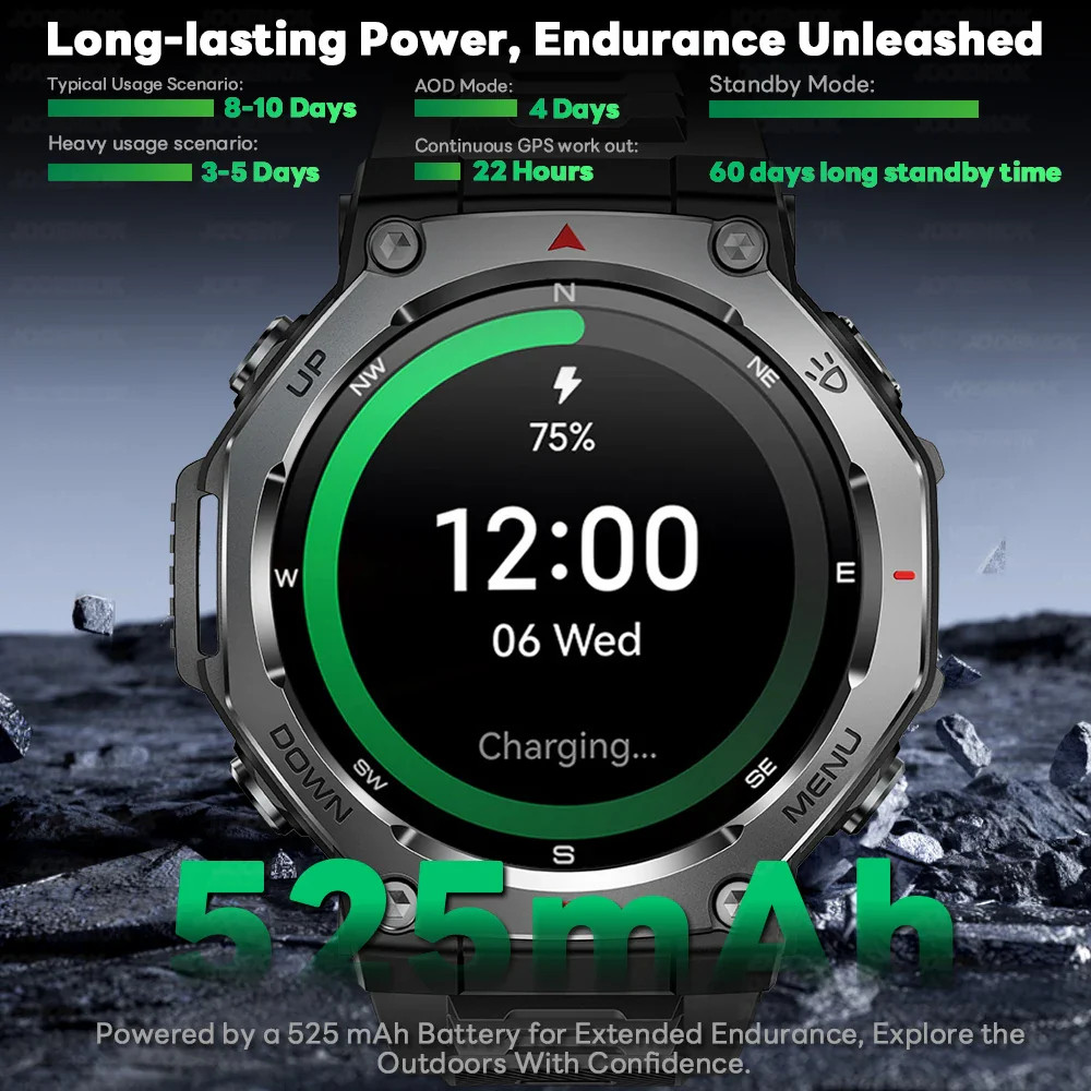T-Rex 3 Smartwatch GPS Military Outdoor Smart Watch 1.43″ AMOLED Display 10ATM