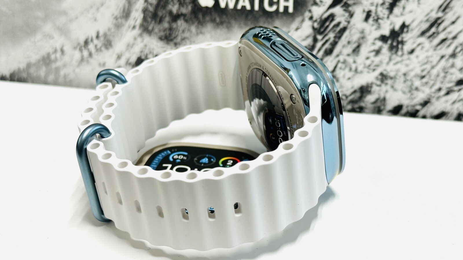 SKY BLUE Apple Watch ULTRA 3 49mm Titanium Custom Polished Anodized White Ocean