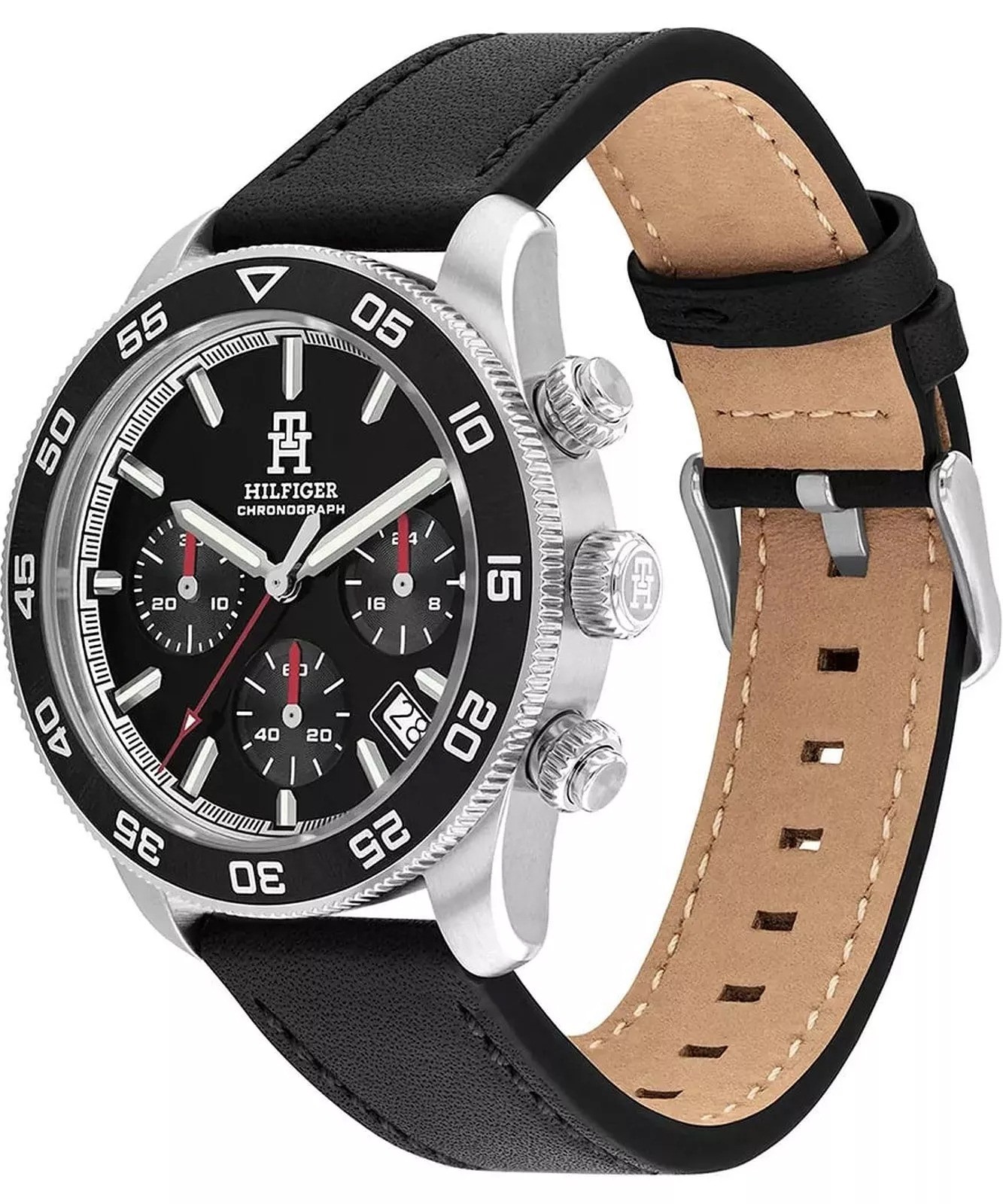 Tommy Hilfiger TH85 Men’s Quartz Chronograph Watch 1792162 Black Dial Leather
