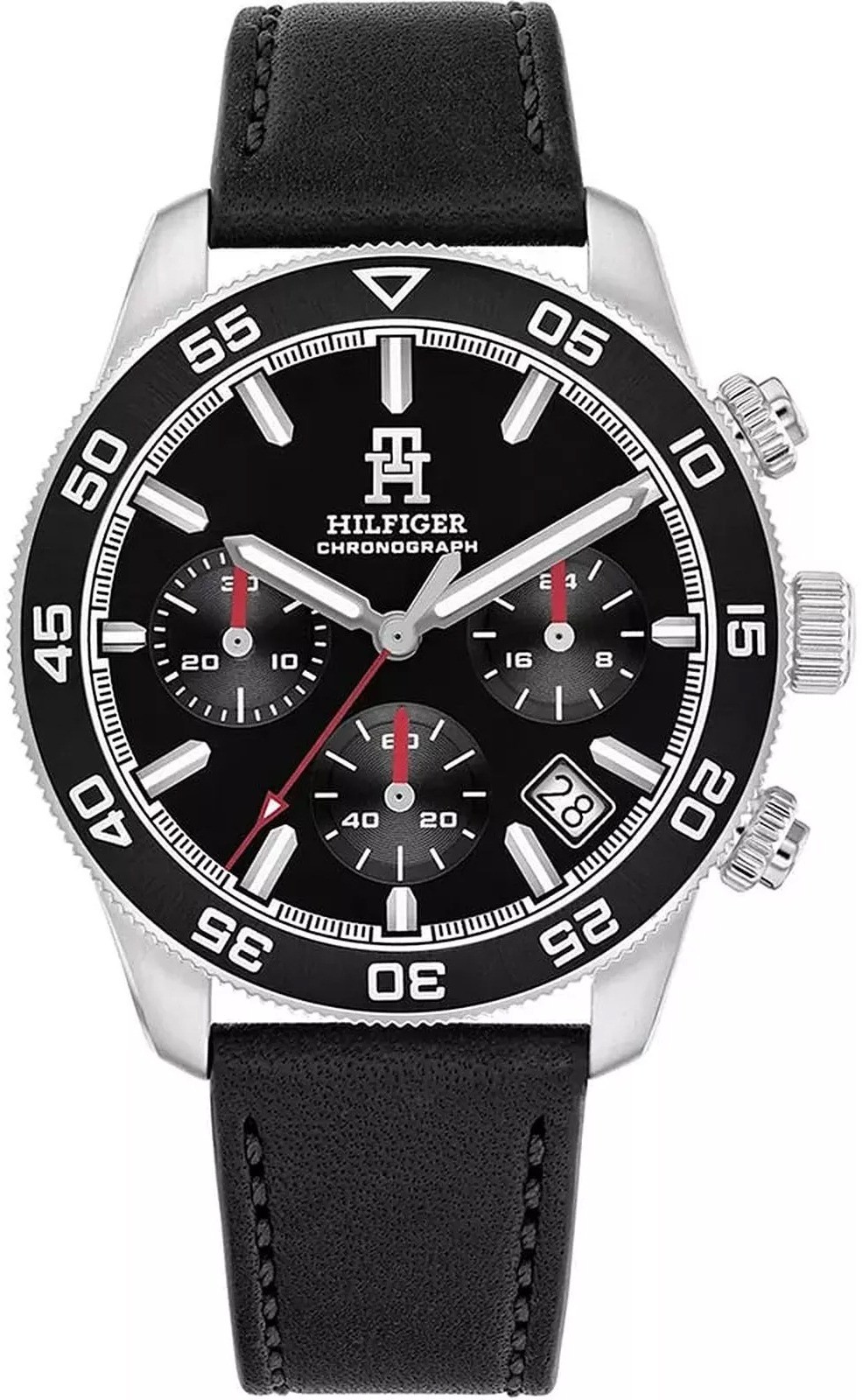 Tommy Hilfiger TH85 Men’s Quartz Chronograph Watch 1792162 Black Dial Leather