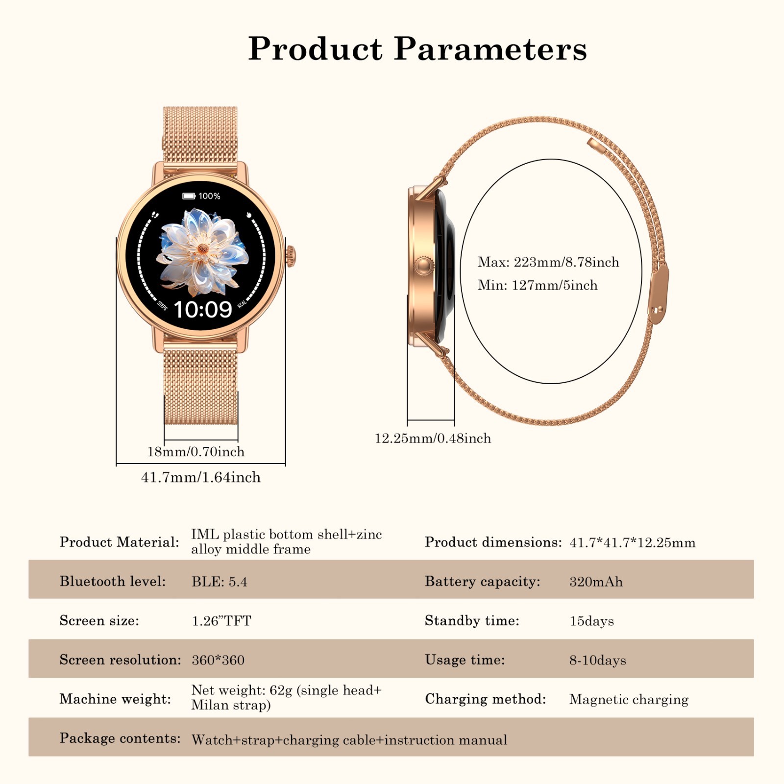 Ladys Smart Watch Women Fitness Tracker Blood Pressure Heart Rate Sport Watches