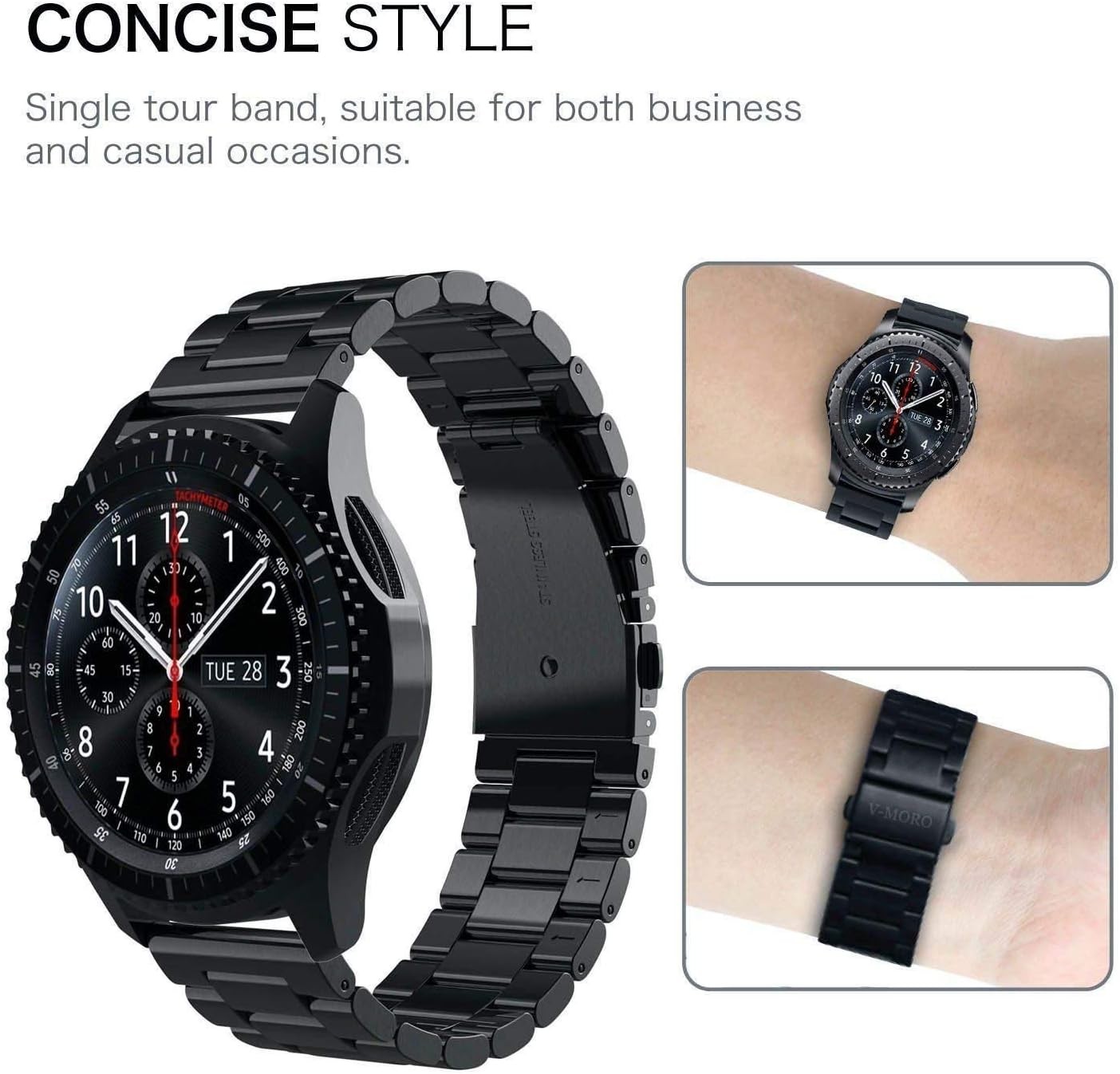 22mm Solid Stainless Steel Strap Compatible with Samsung Galaxy Watch 3 45mm