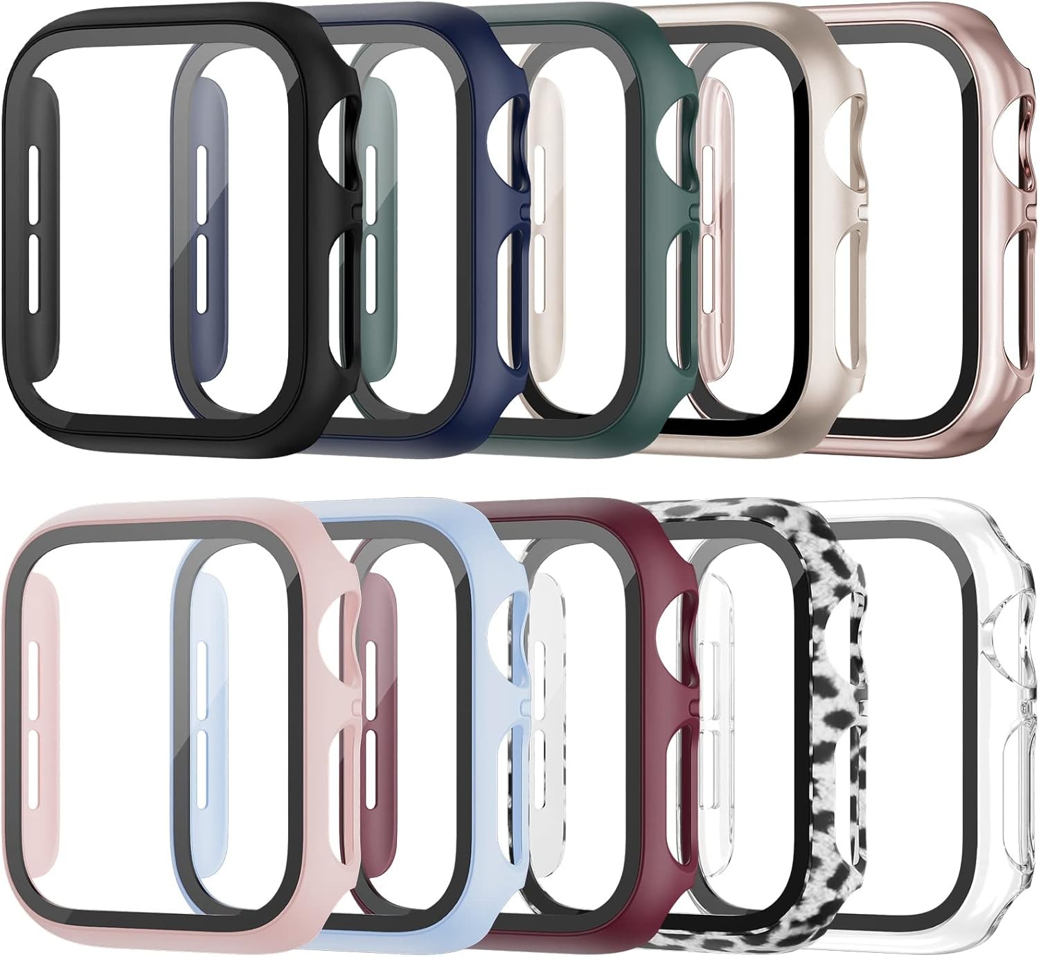 10 Colorful Pack of Cases for Apple Watch Series 3/2/1 42mm with Glass Protector