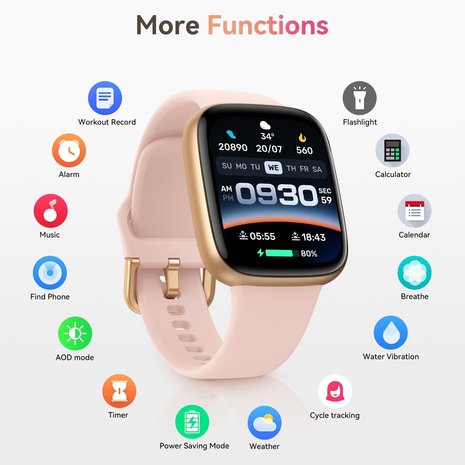 Smart Watch for Women – 1.85″ AMOLED, Waterproof Fitness Tracker, Heart Rate Mon
