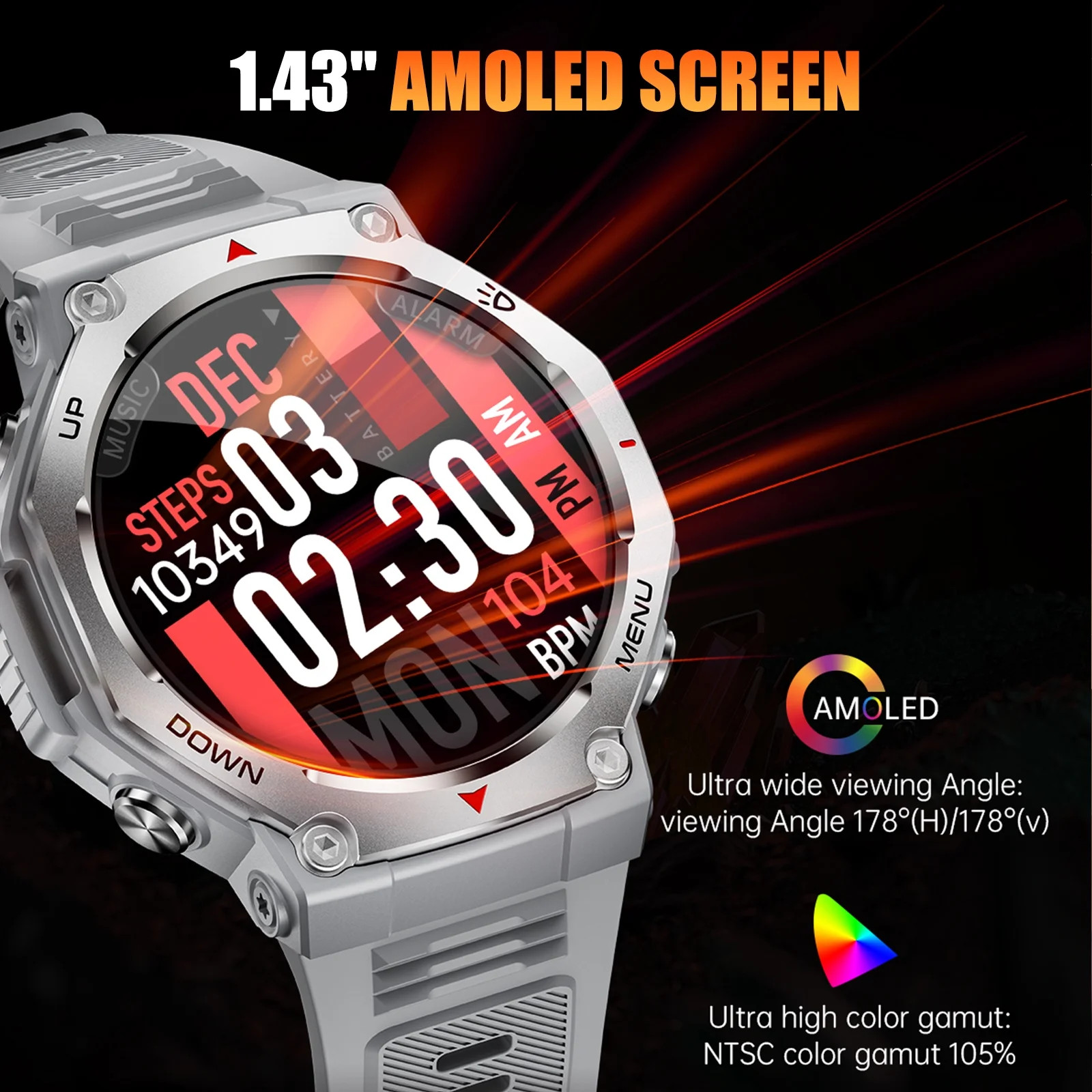 5ATM Waterproof Smartwatch with Wireless Calling, Compatible with iOS & Android