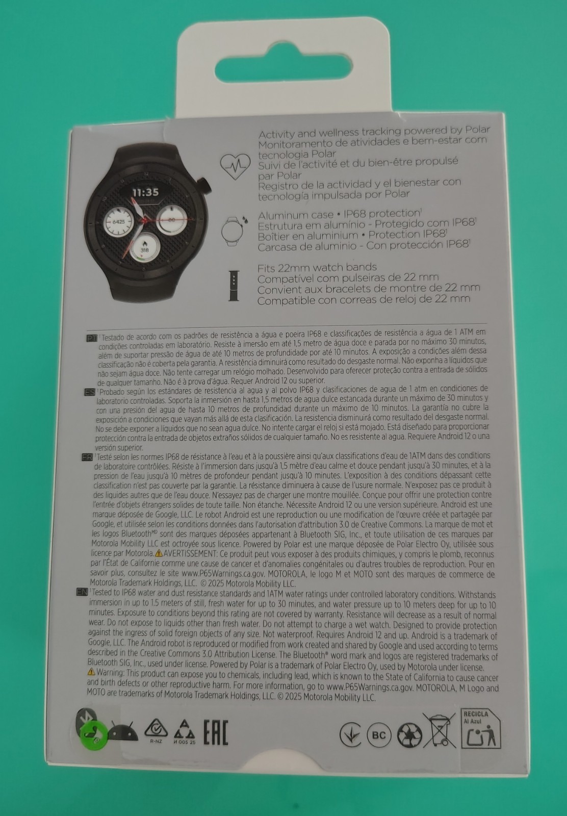New Motorola Moto Watch 2026 XT2547-2 Smartwatch Volcanic Ash Silicone SEALED