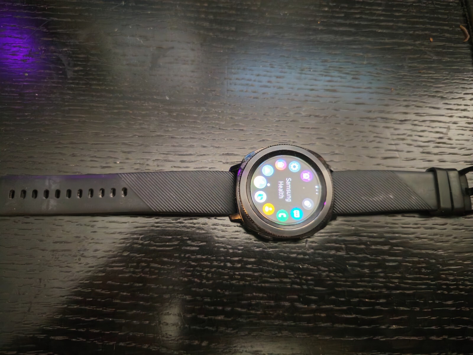 Samsung Gear Sport 44.6mm Black Case Silicone Band Classic Buckle 