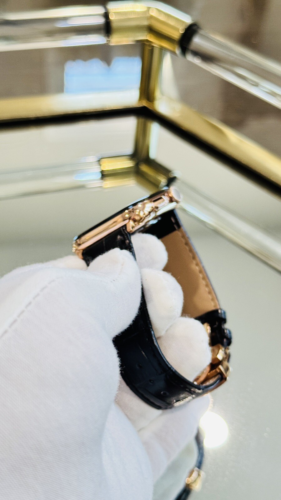 24k ROSE Gold Plated Apple Watch Series 10 46mm Black Leather Band CUSTOM