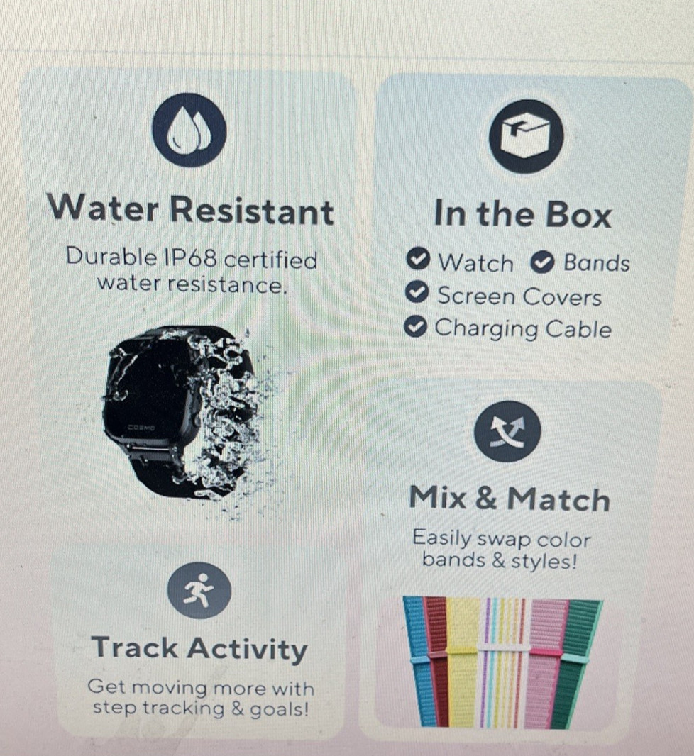 JrTrack 4 Kids Smart Watch by COSMO | Phone Watch & GPS Tracker Black