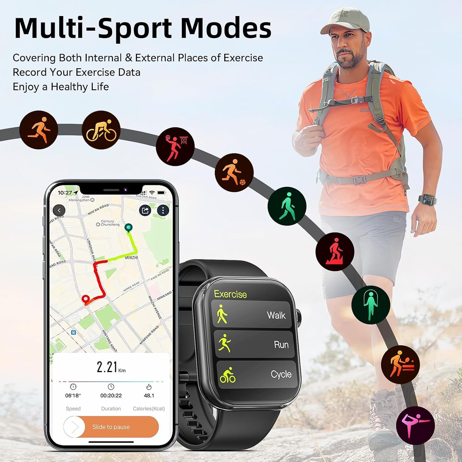 Smart Watch Answer/Make Call 1.85Inch Watches for Men Women Android Ios Phones