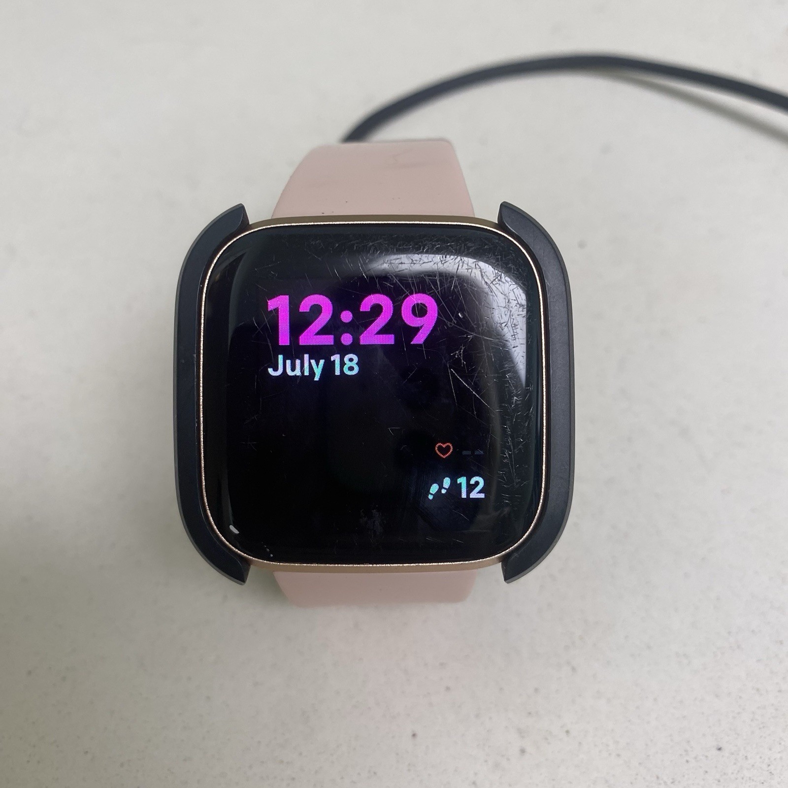 Fitbit Versa 2 – Health & Fitness Smart Watch Copper Rose / Pink Band FB507