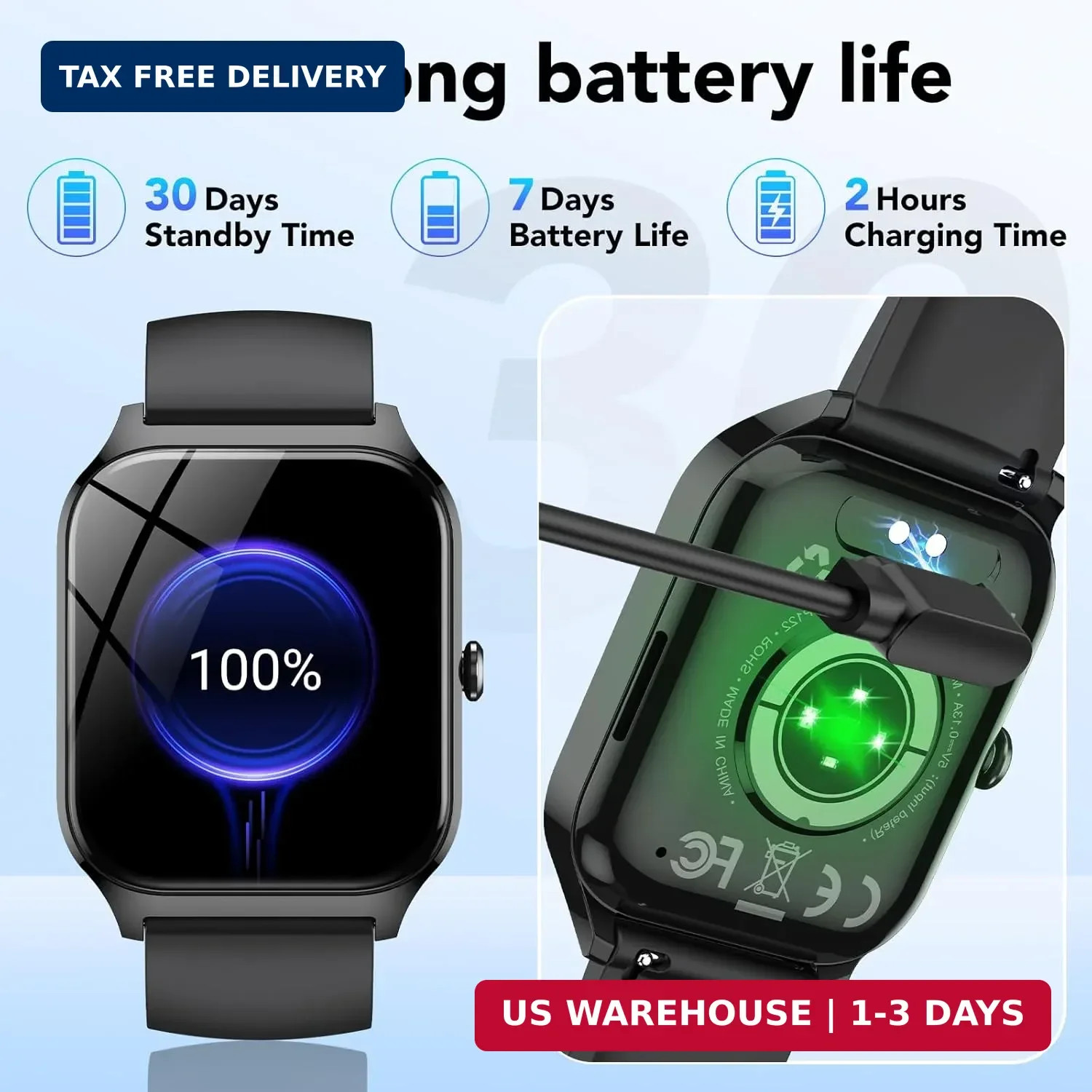 Smart Watch for Men Women, 1.85″ HD Fitness Tracker with Bluetooth Calls/AI Voic