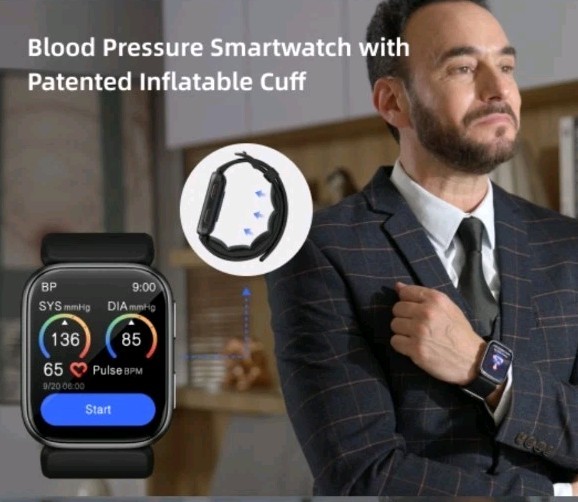 BP Doctor Smart Watch, 1.95″ Smart Watch Blood Pressure Monitor with Air Pump…
