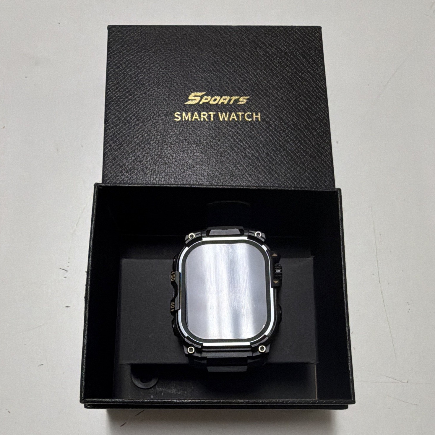 Sports Smart Watch 49mm Black Metal Case Black Silicone Band GPS Unlocked