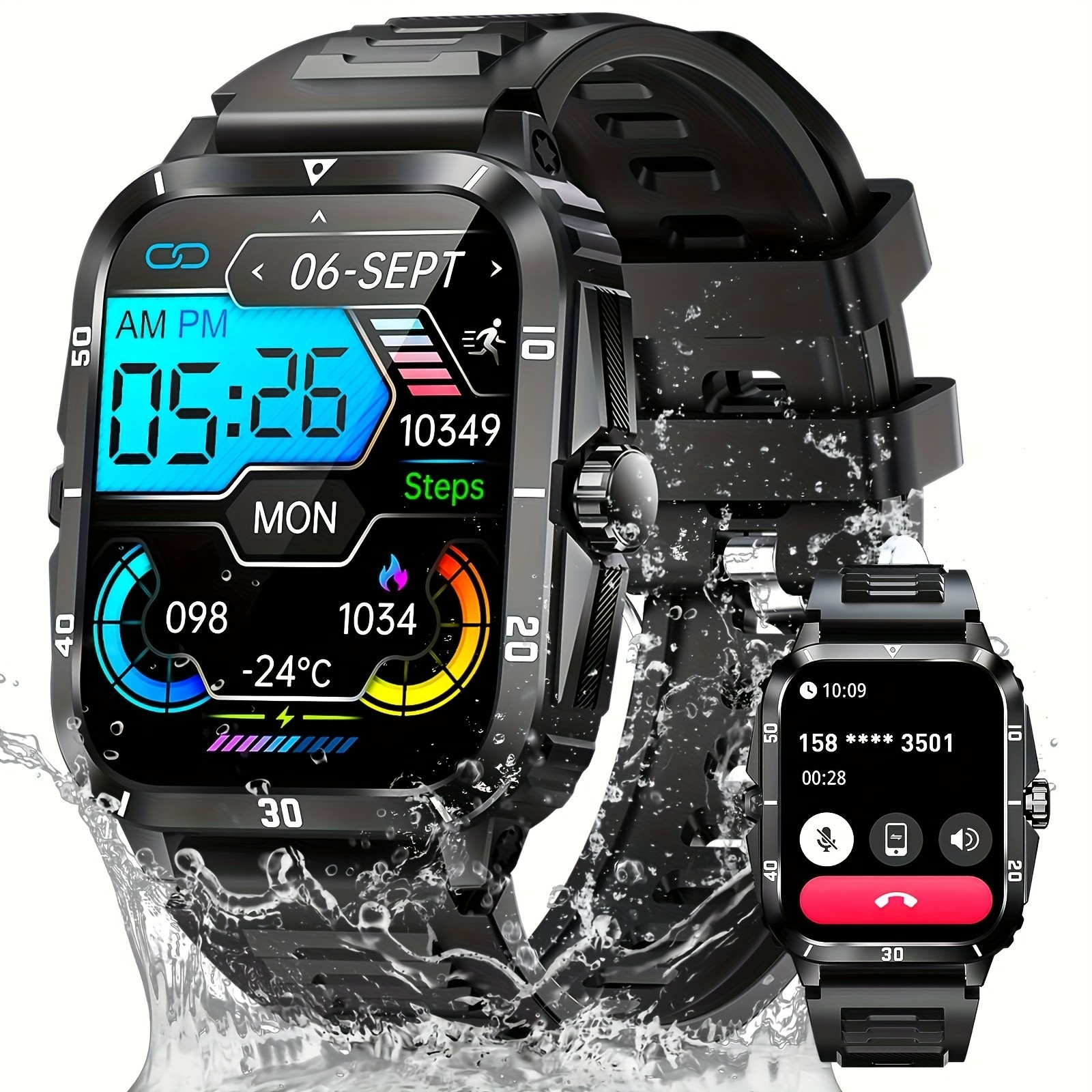 Smart Watch 1.96″ Bluetooth 5.3 Fitness 3ATM Waterproof USB for iPhone ANDROID
