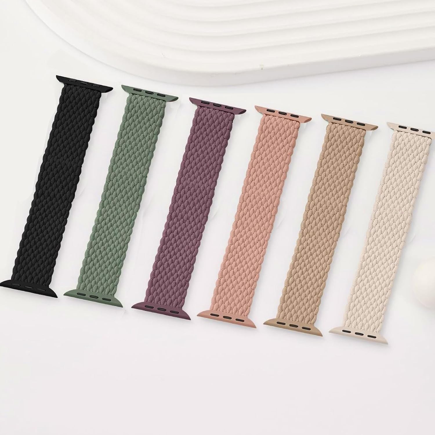 Stretchy Nylon Braided Solo Loop Band for Apple Watch Series 7 44mm Compatible S