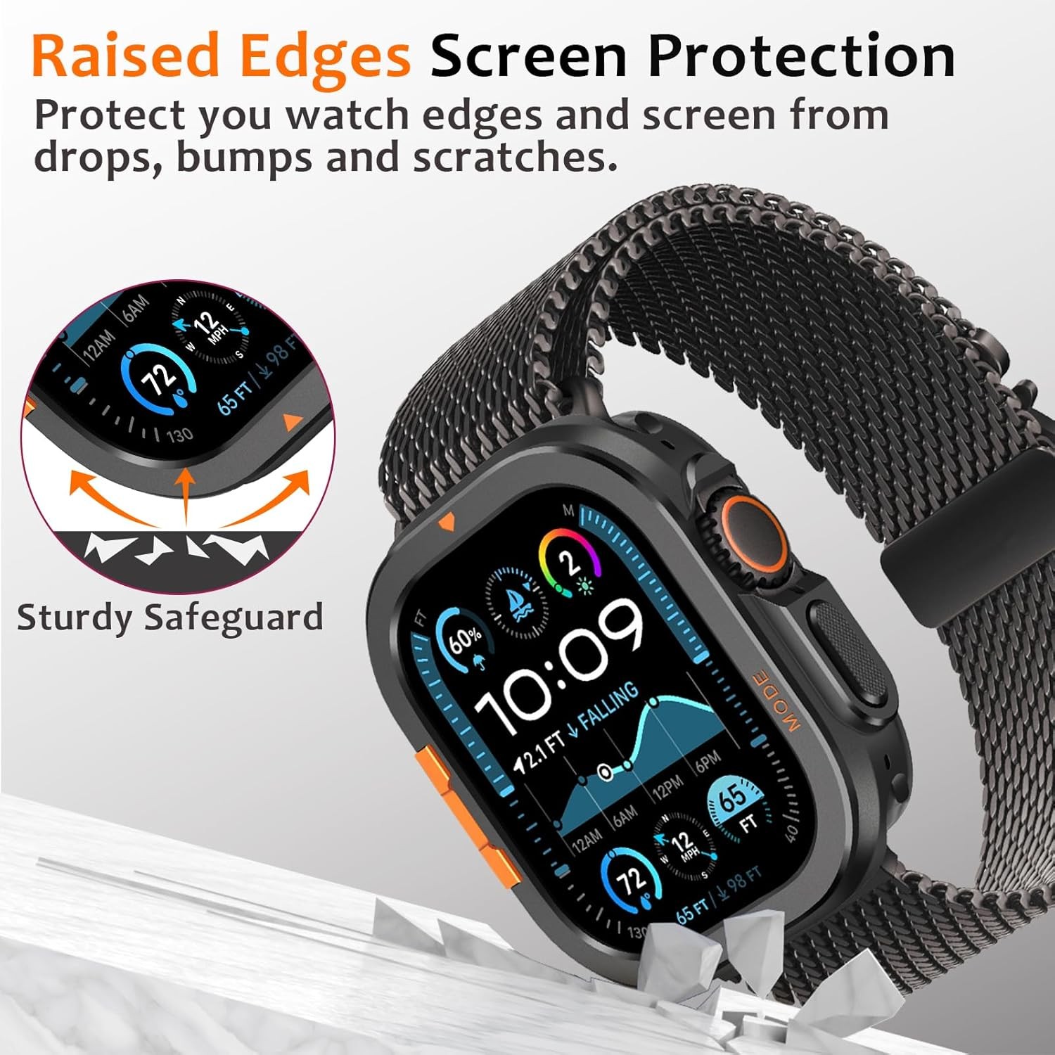 Metal Case for Apple Watch Ultra 49mm, Rugged Protective Bumper Cover