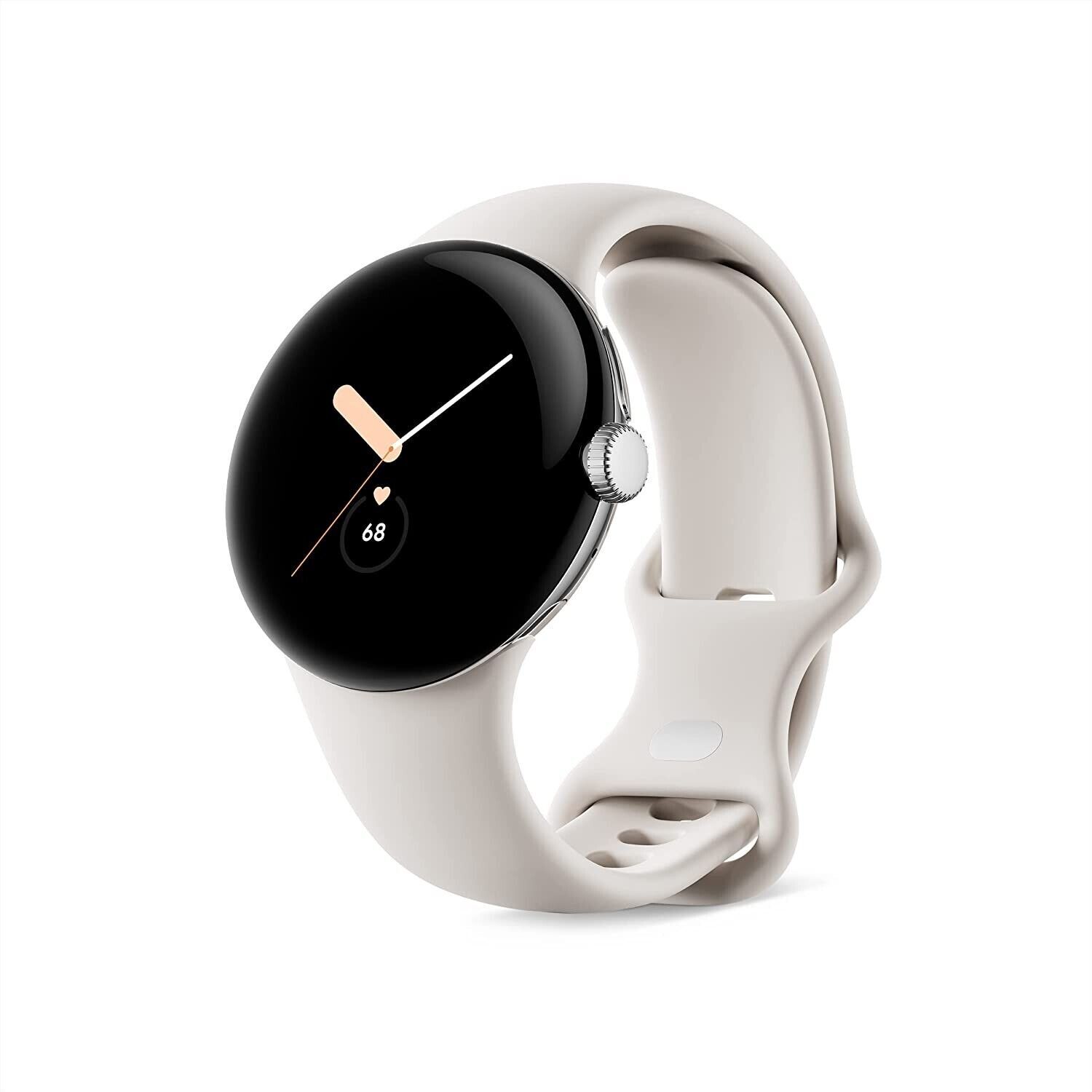 Google Pixel Watch 41mm Polished Silver Stainless Steel Case with Chalk…