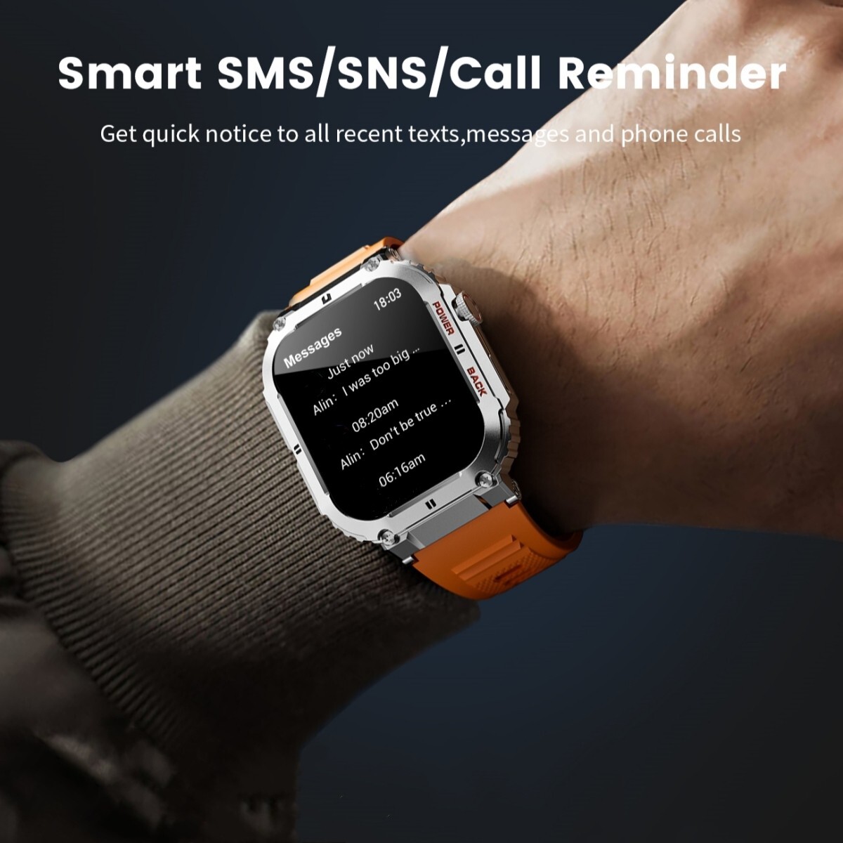 Smart Watch Men Women Rugged Sport Waterproof Heart Rate for iOS Android Samsung