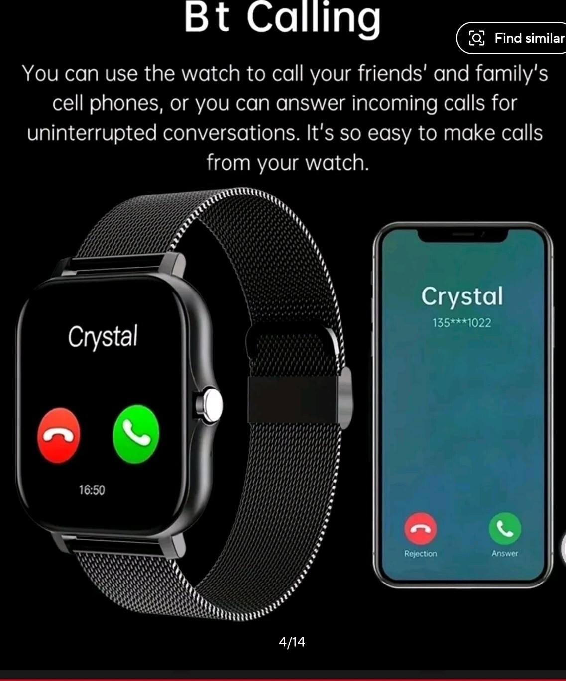 Smart Bluetooth Watch Metal Strap Fitness Tracker, for Android / iOS iPhone,Gold