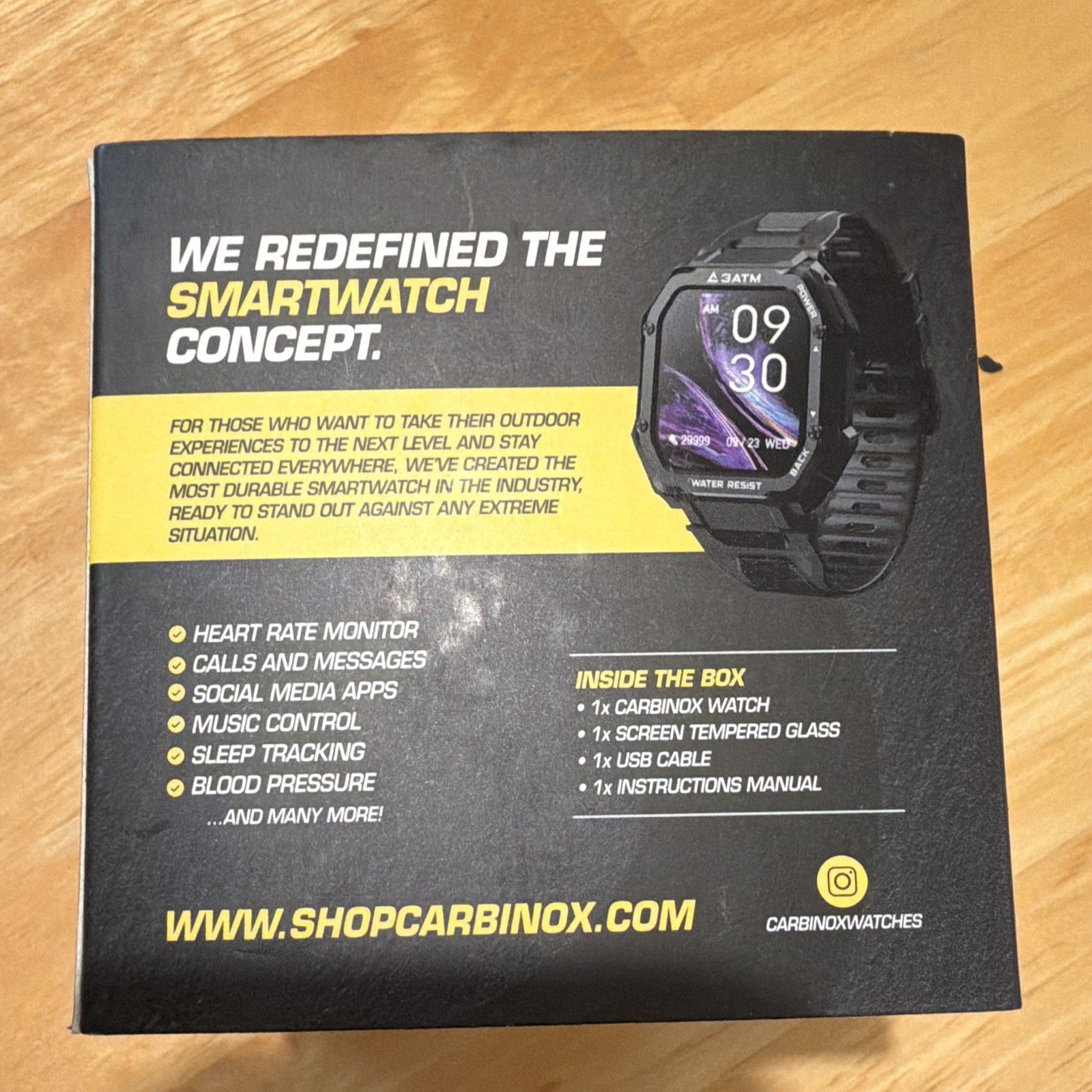 CARBINOX Titan Smartwatch 45mm Black Metal, Silicone Band, HR, Sleep, 3ATM