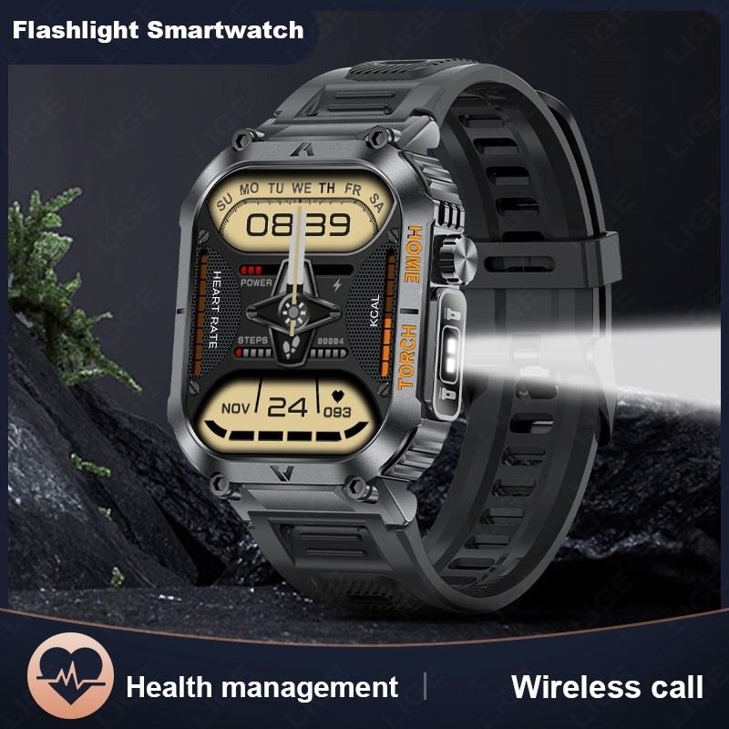 2025 Smart Watch for Men Call Receive/Dial Rugged Tactical Fitness Tracker Gift